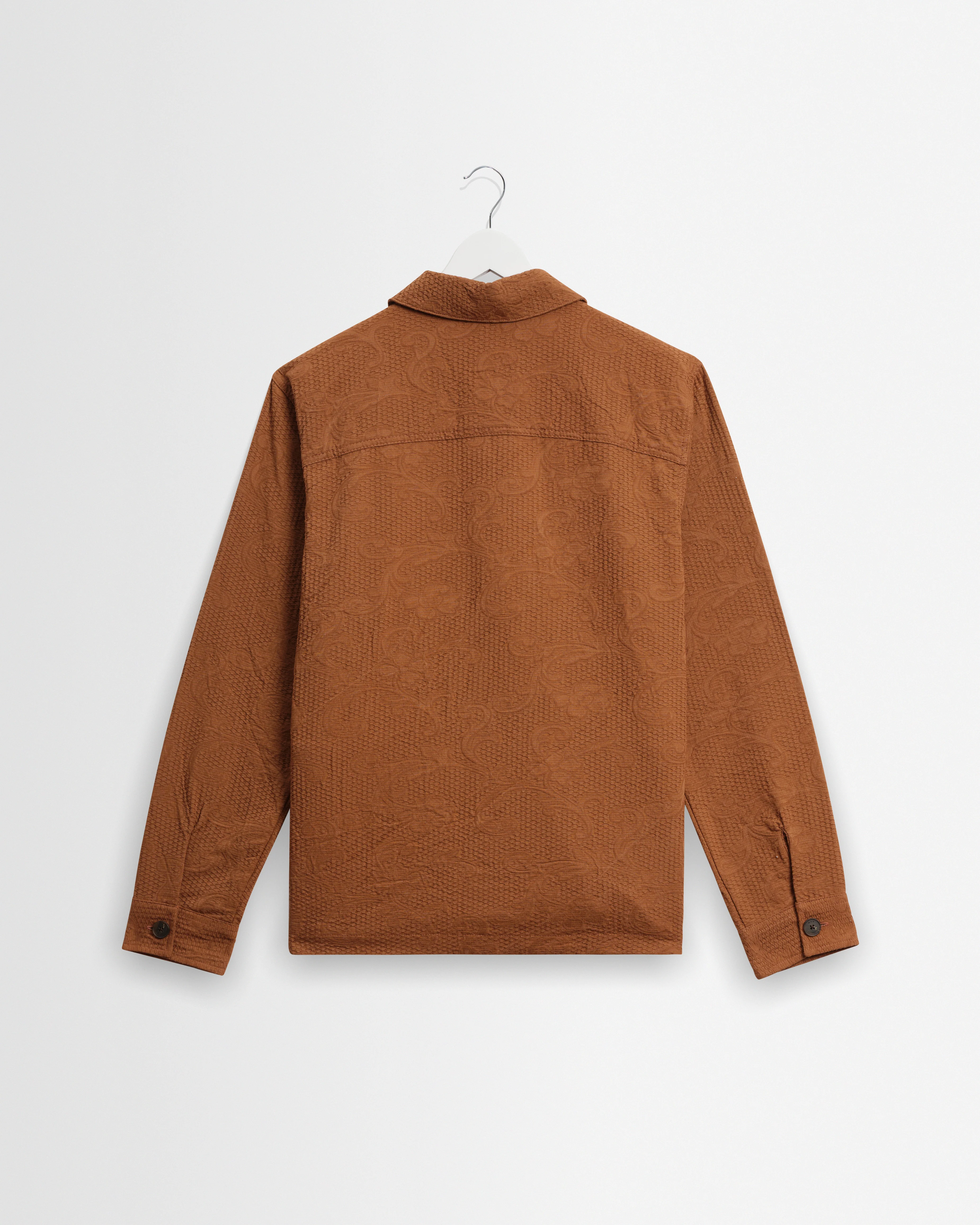 Rockley - Rust Honeycomb Jacquard Overshirt - Image 9