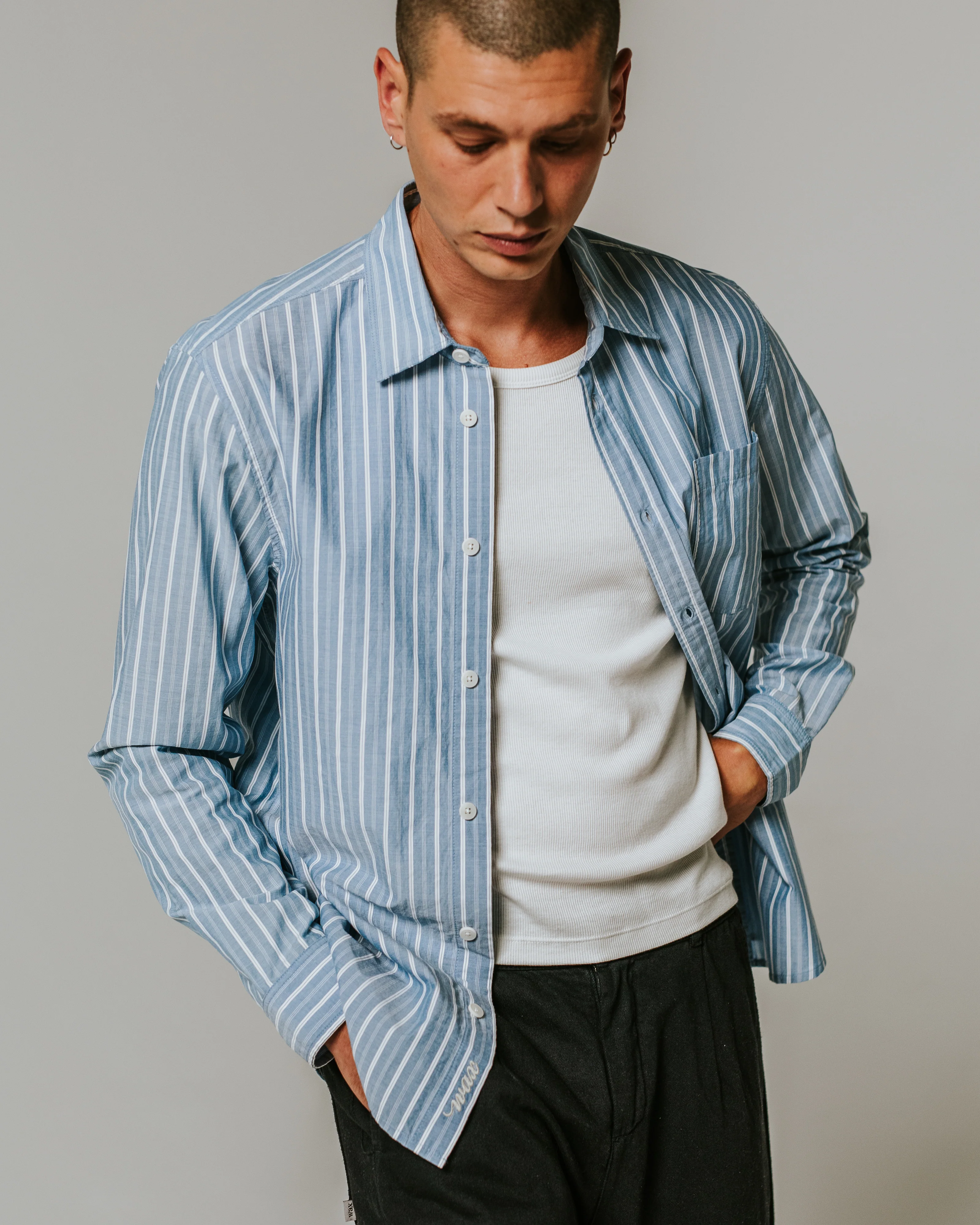 Rove - Blue Striped Cotton-Poplin Shirt - Image 2