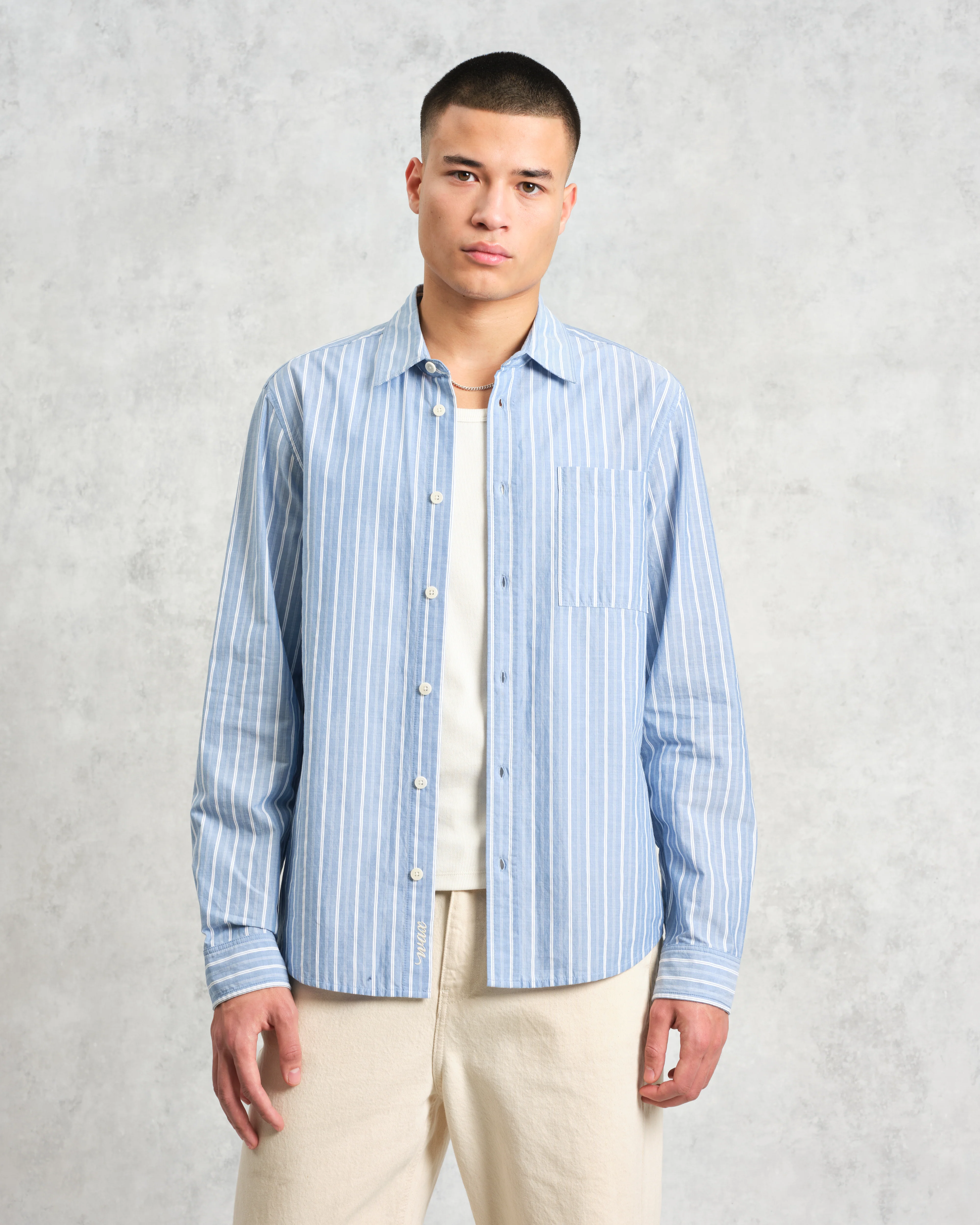 Rove - Blue Striped Cotton-Poplin Shirt - Image 3
