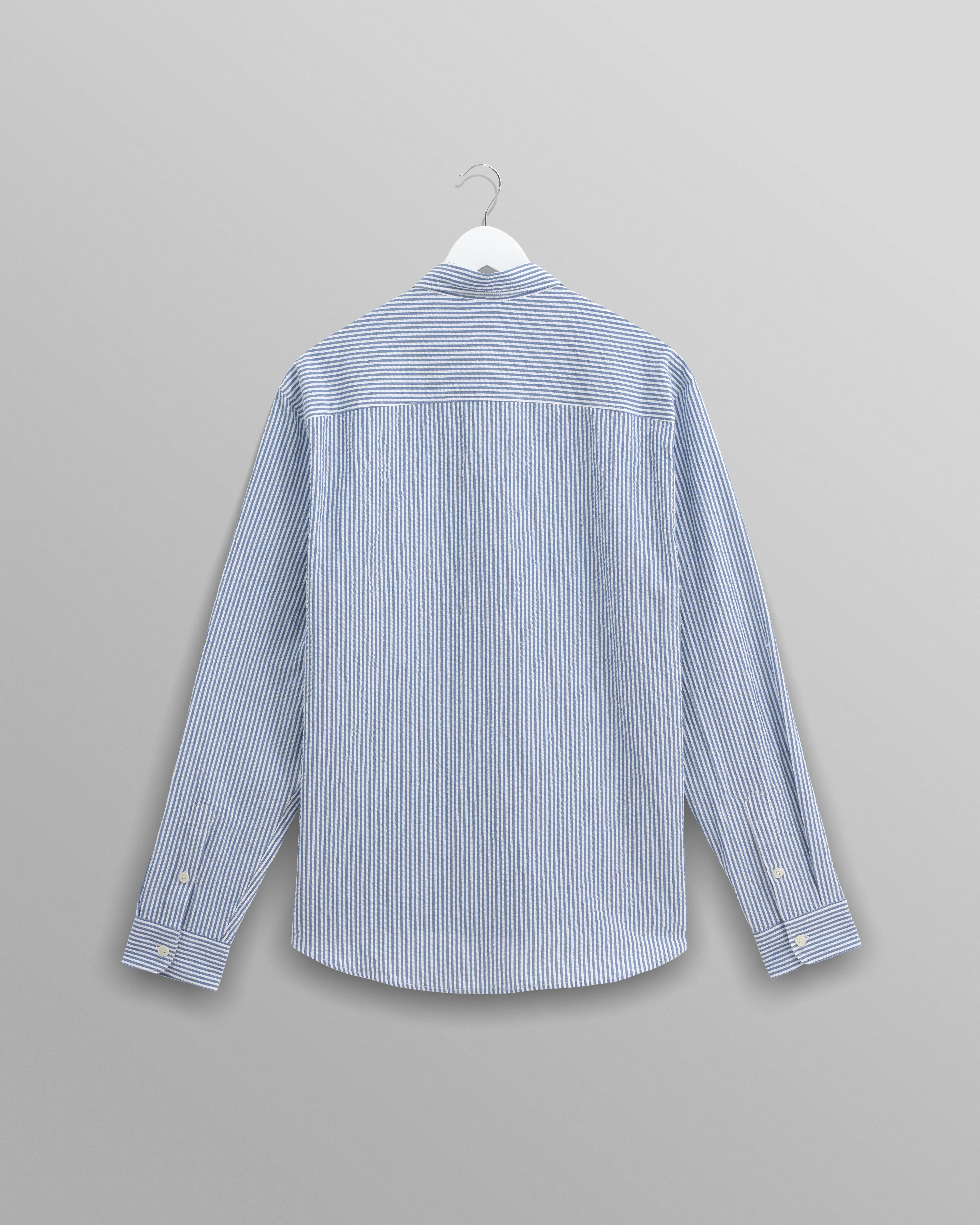 Rove - Blue Striped Cotton-Seersucker Shirt - Image 10