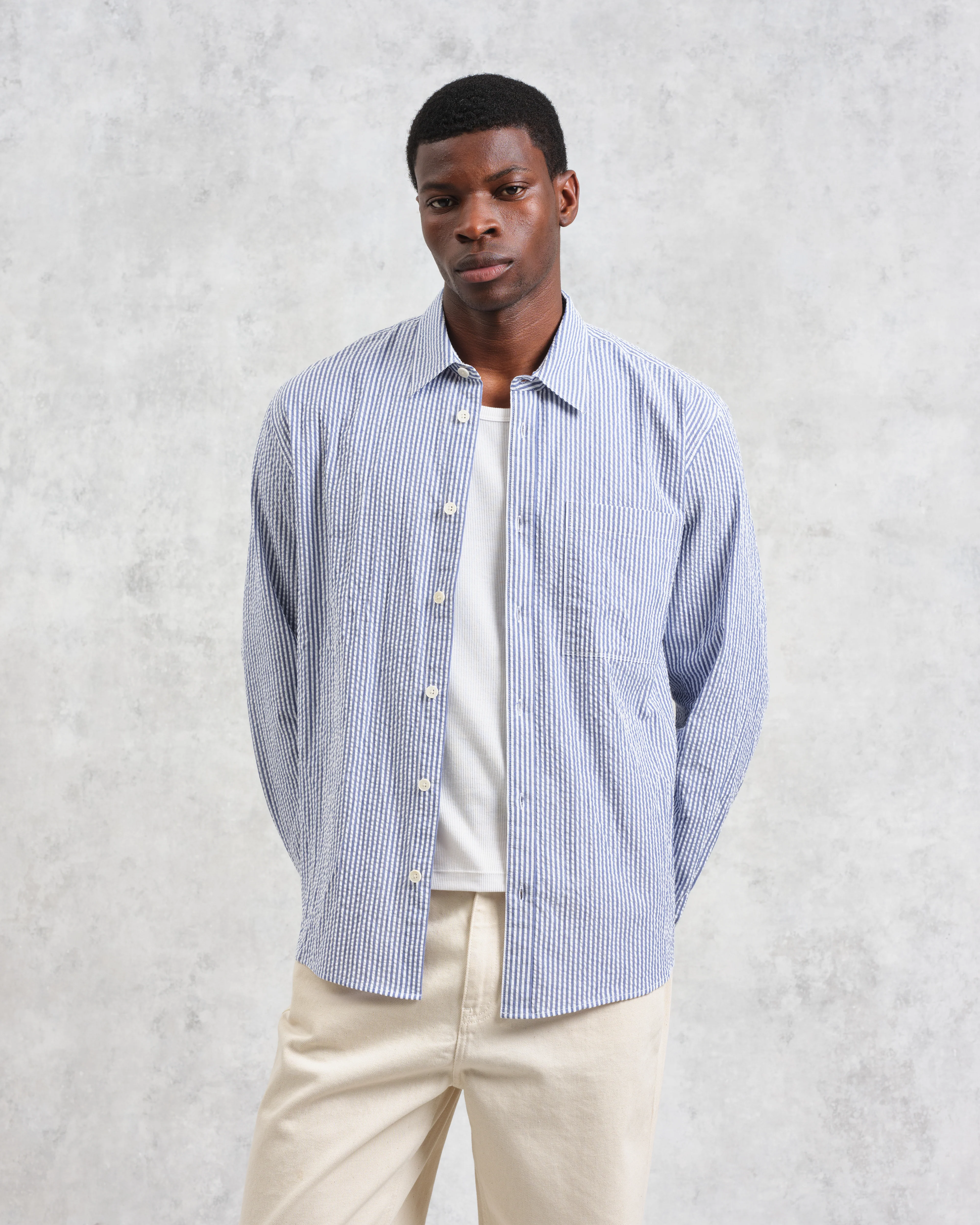 Rove - Blue Striped Cotton-Seersucker Shirt - Image 3