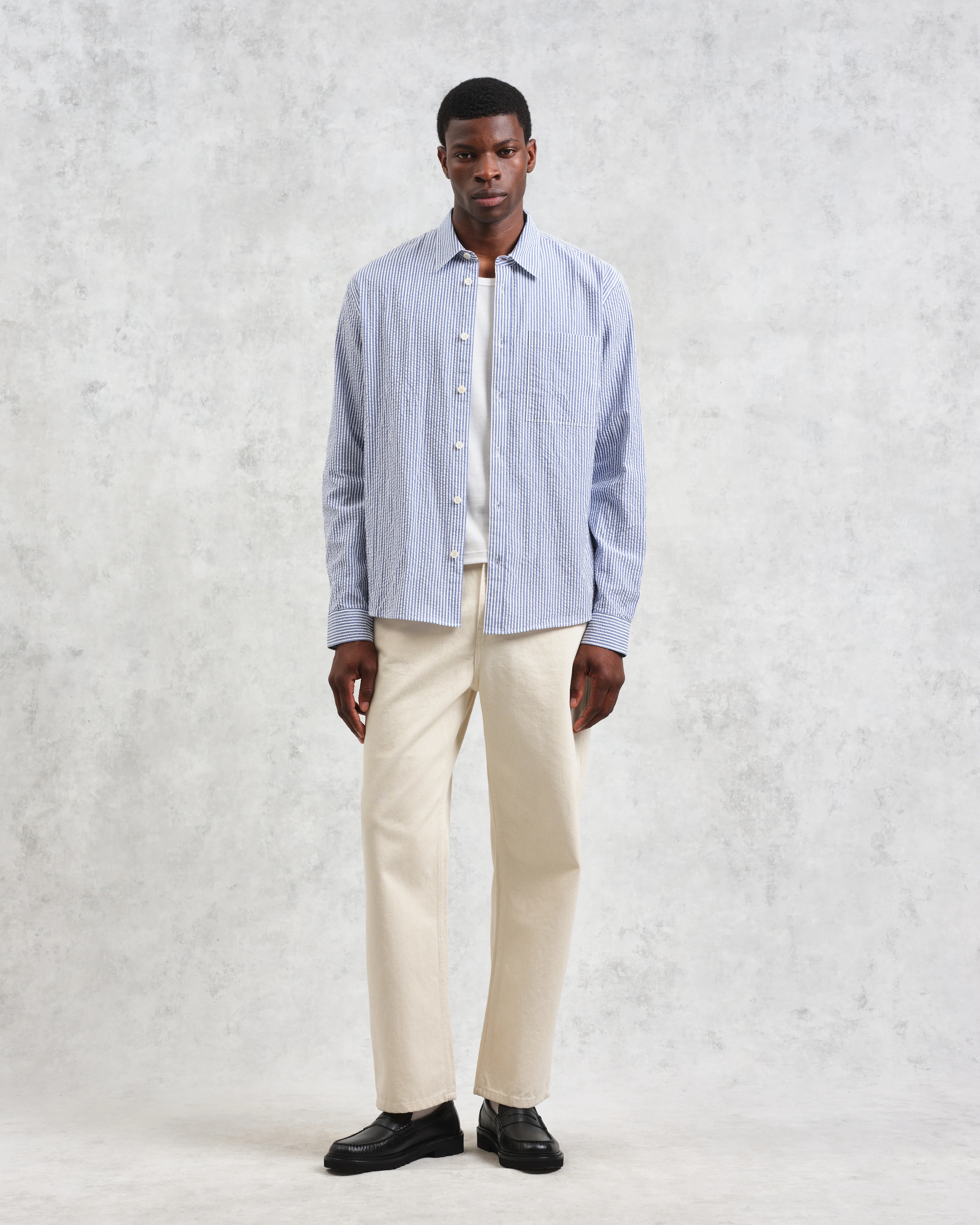 Rove - Blue Striped Cotton-Seersucker Shirt - Image 5