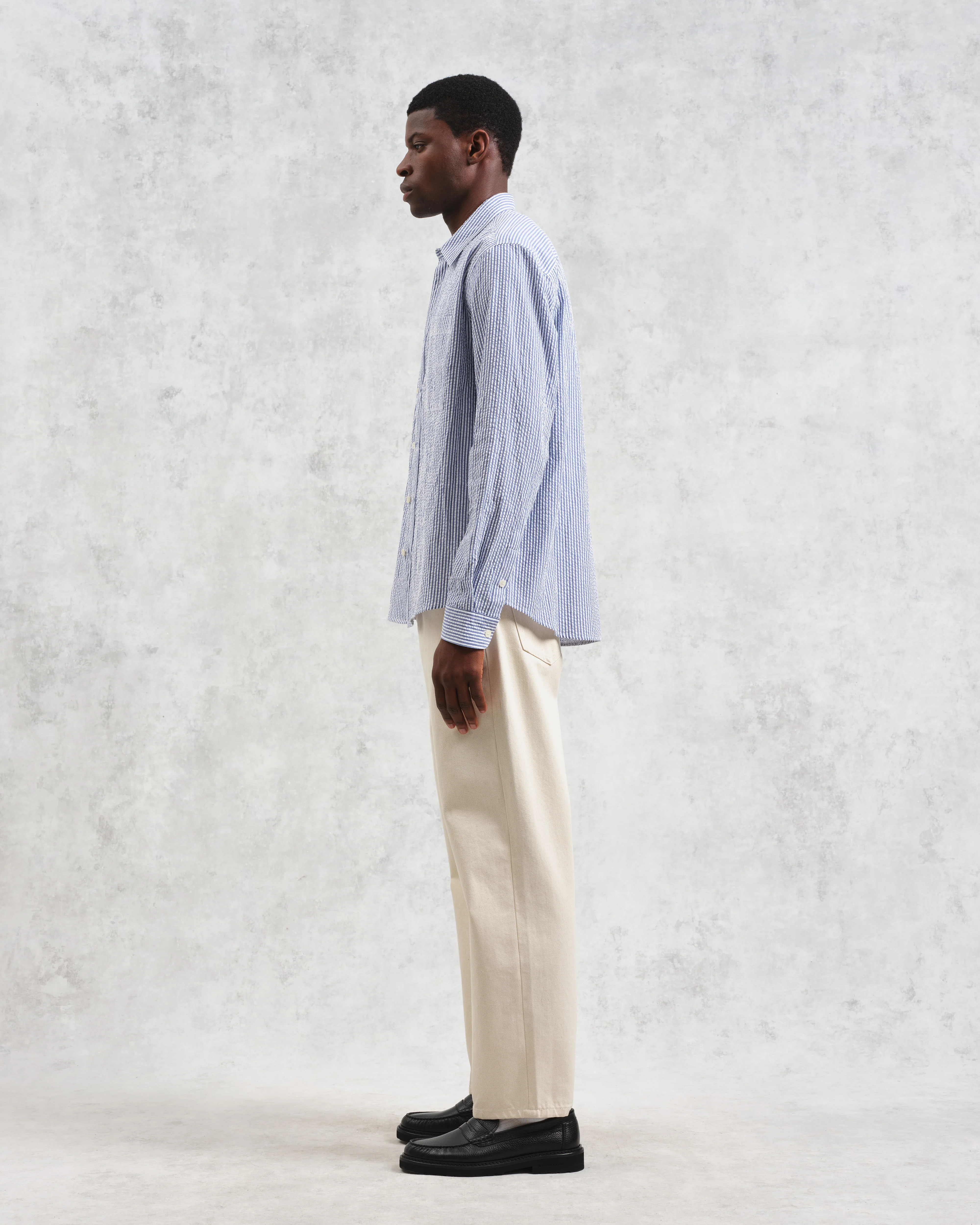 Rove - Blue Striped Cotton-Seersucker Shirt - Image 6