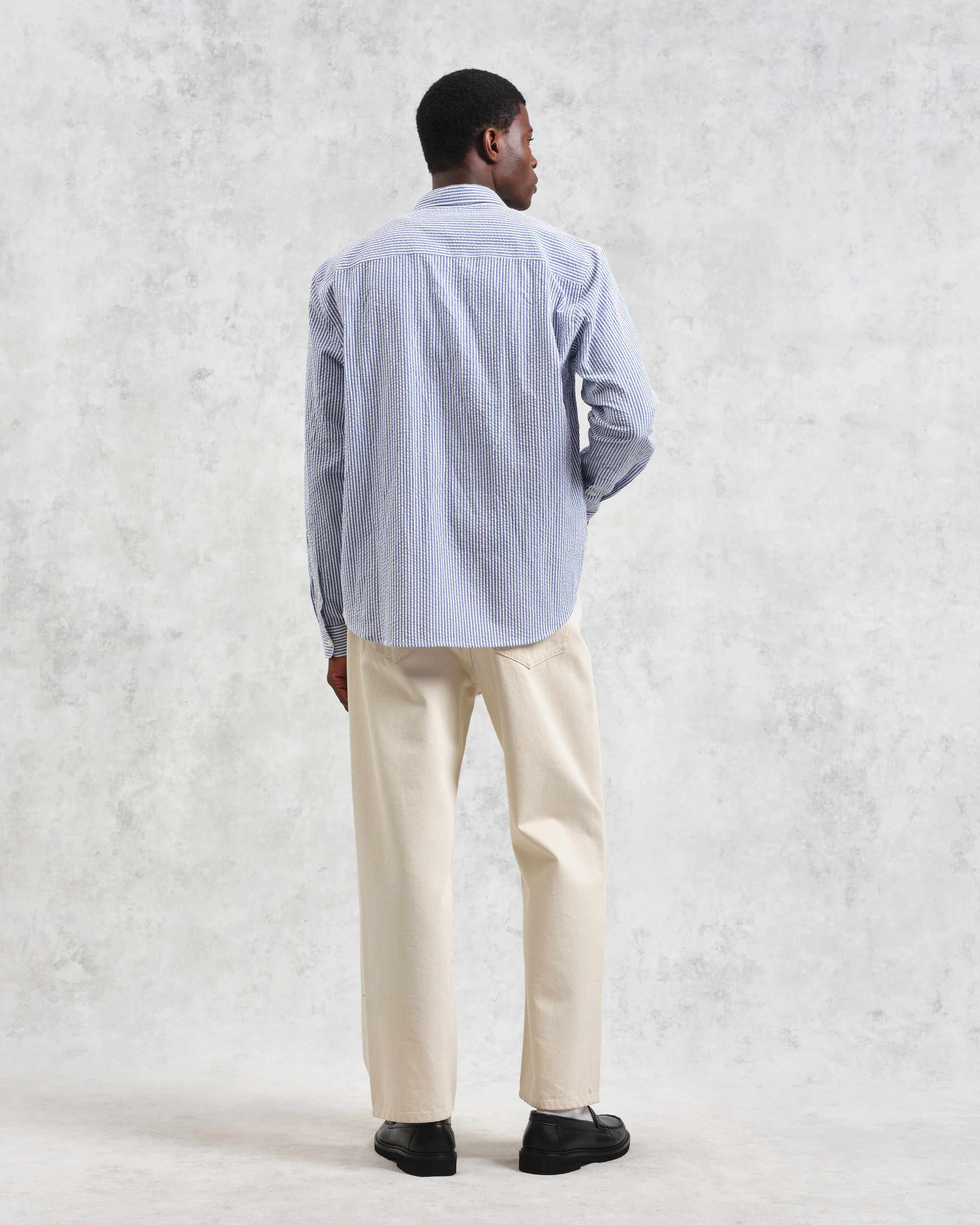 Rove - Blue Striped Cotton-Seersucker Shirt - Image 7