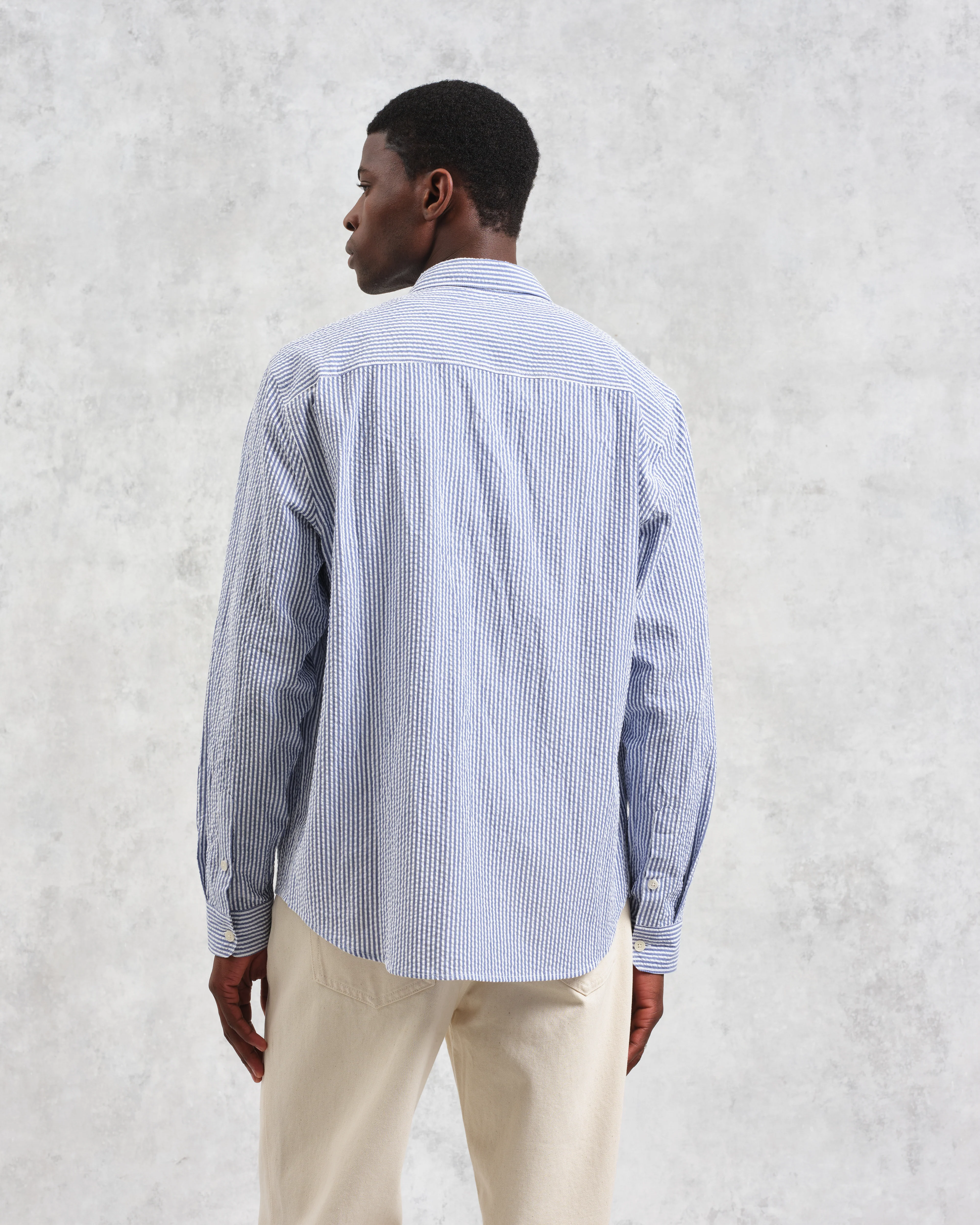 Rove - Blue Striped Cotton-Seersucker Shirt - Image 8