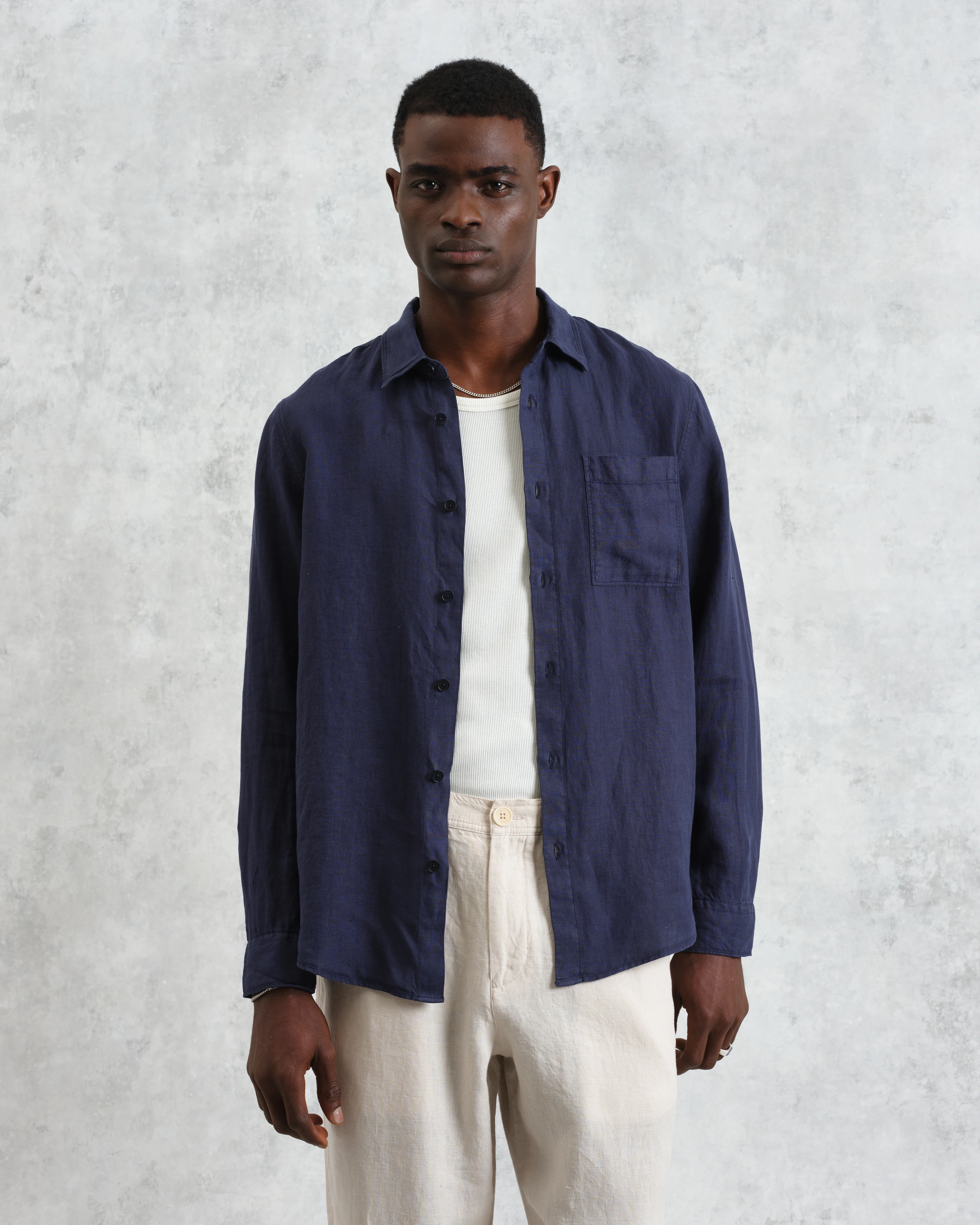 Rove - Navy Linen Shirt - Image 2