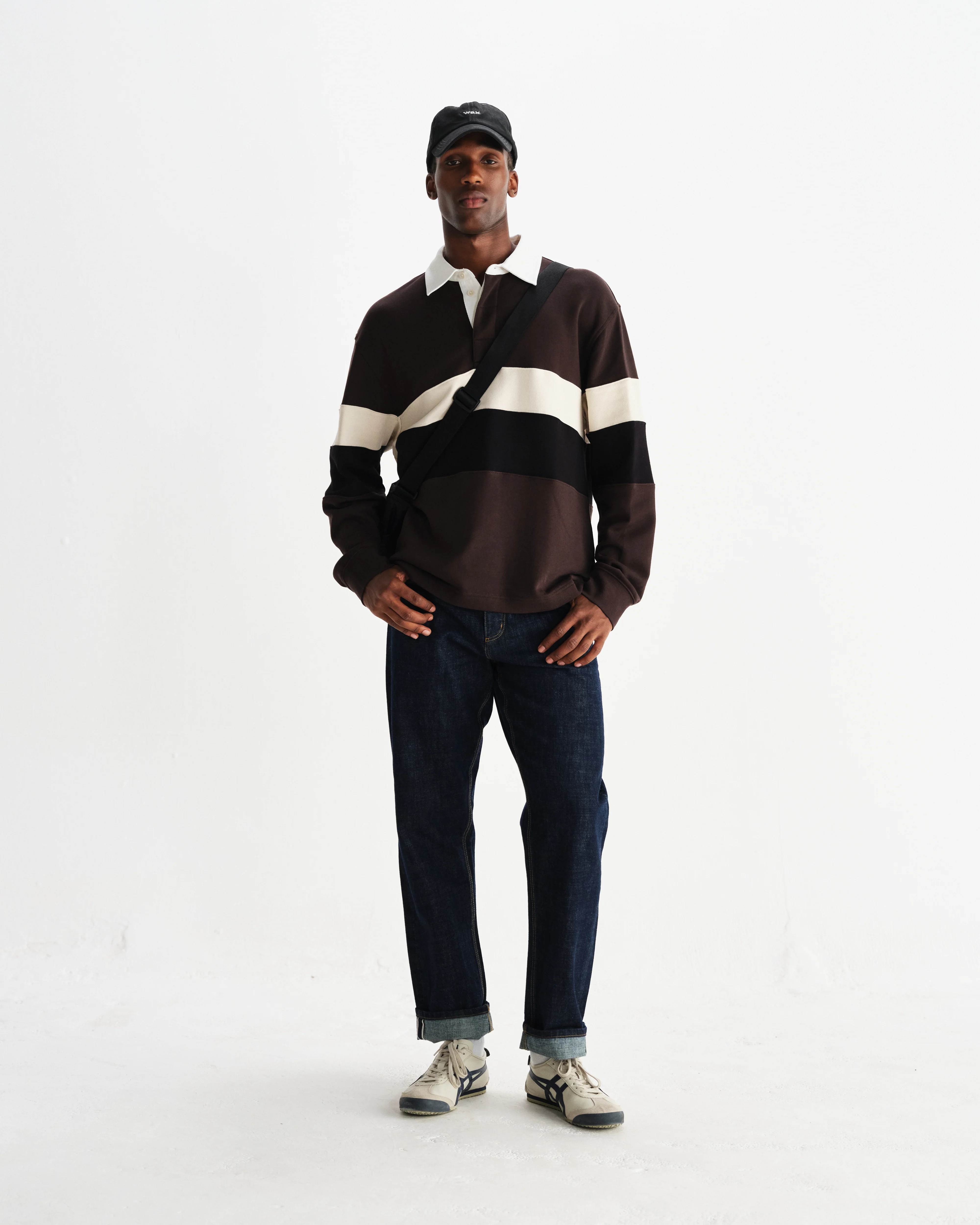 Rowhill - Brown And Black Panelled Loopback Rugby Shirt - Image 4