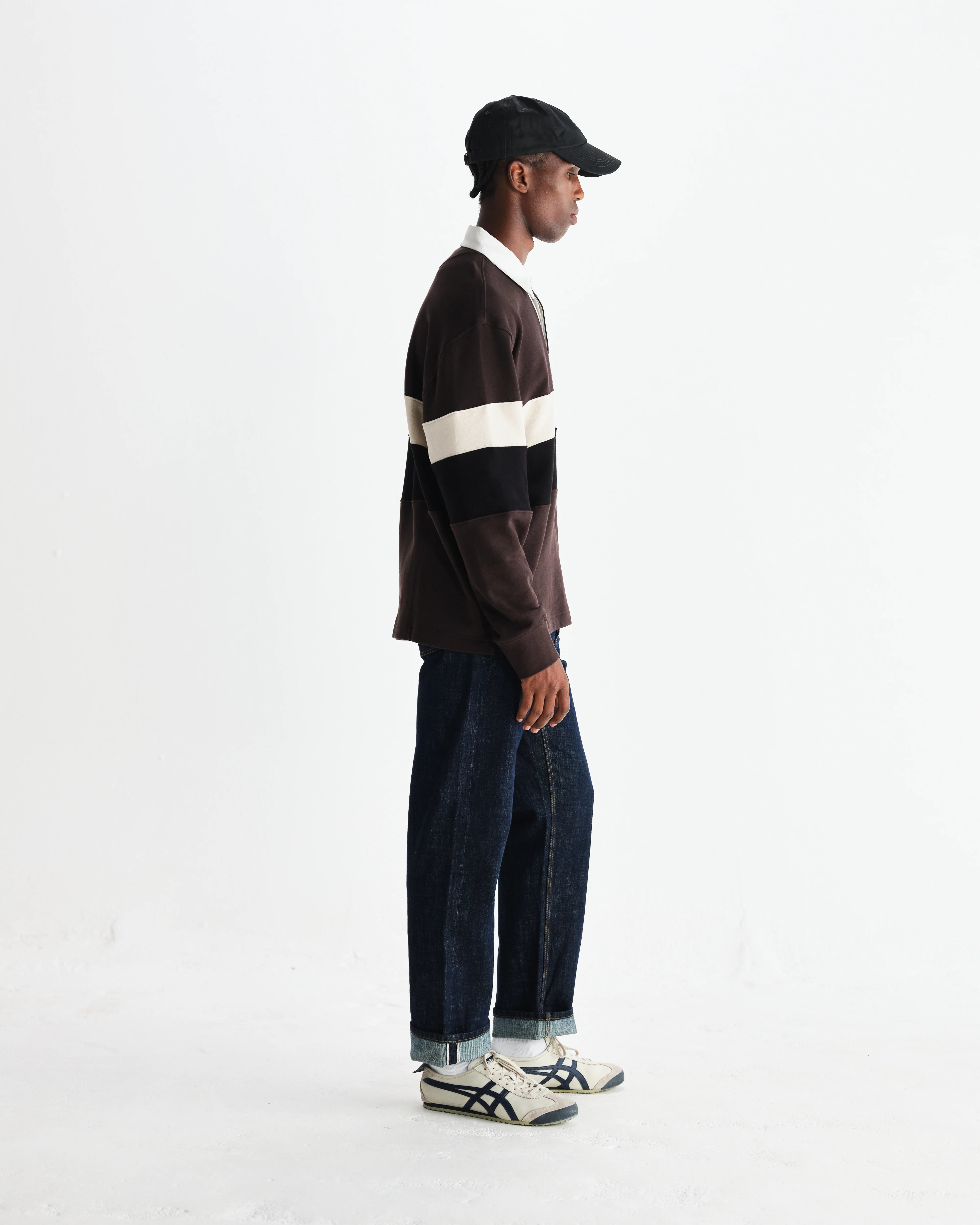 Rowhill - Brown And Black Panelled Loopback Rugby Shirt - Image 5