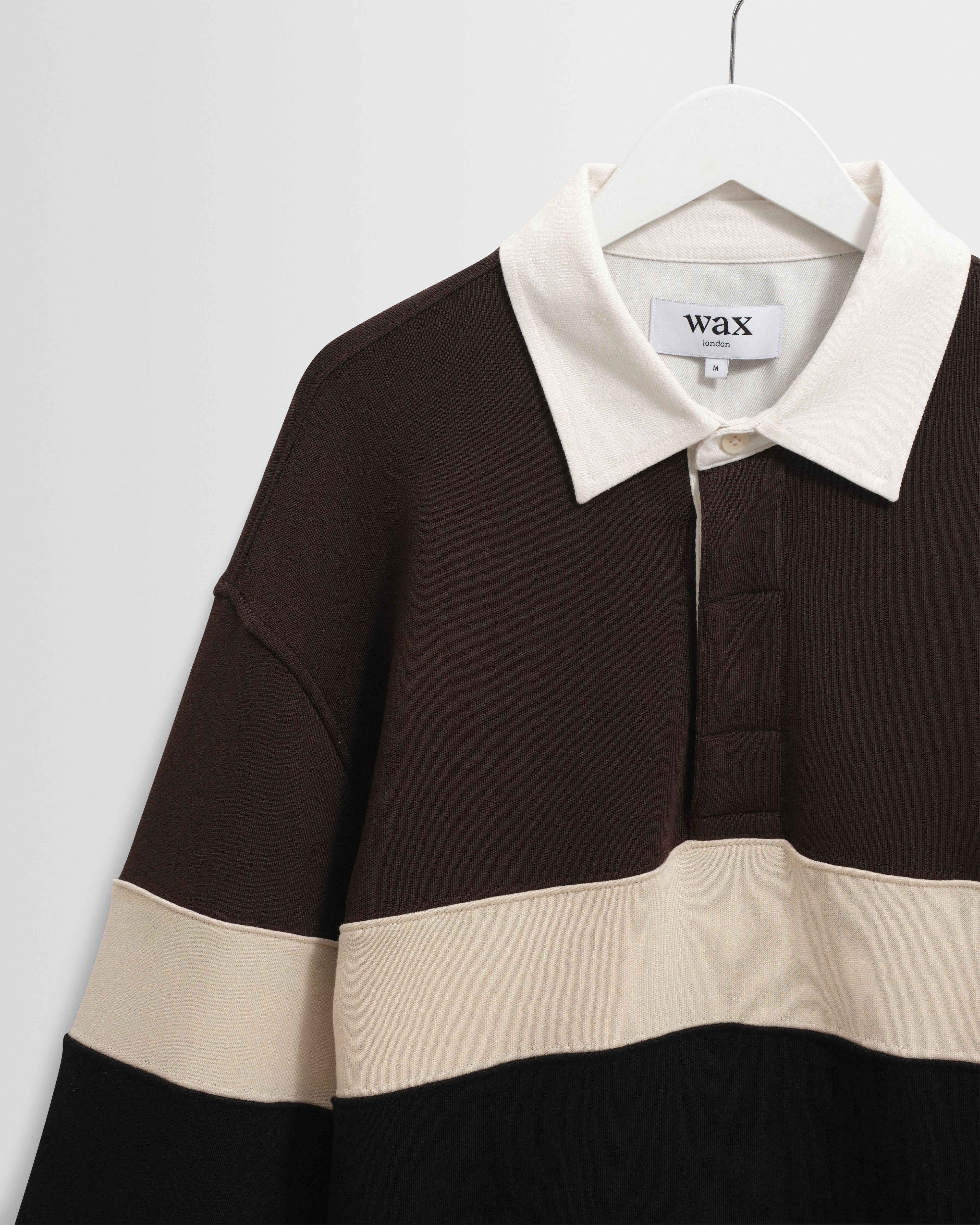Rowhill - Brown And Black Panelled Loopback Rugby Shirt - Image 7