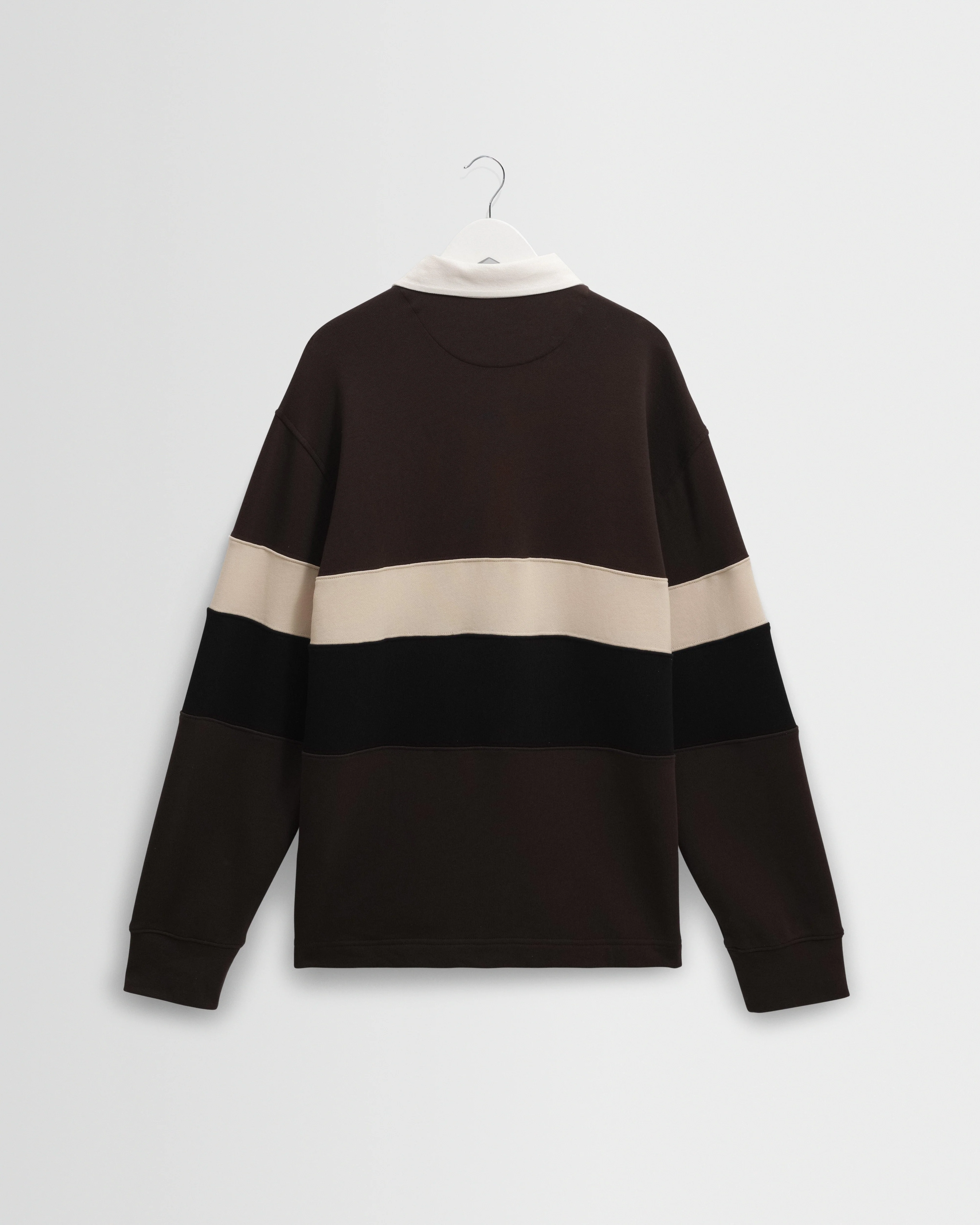 Rowhill - Brown And Black Panelled Loopback Rugby Shirt - Image 8