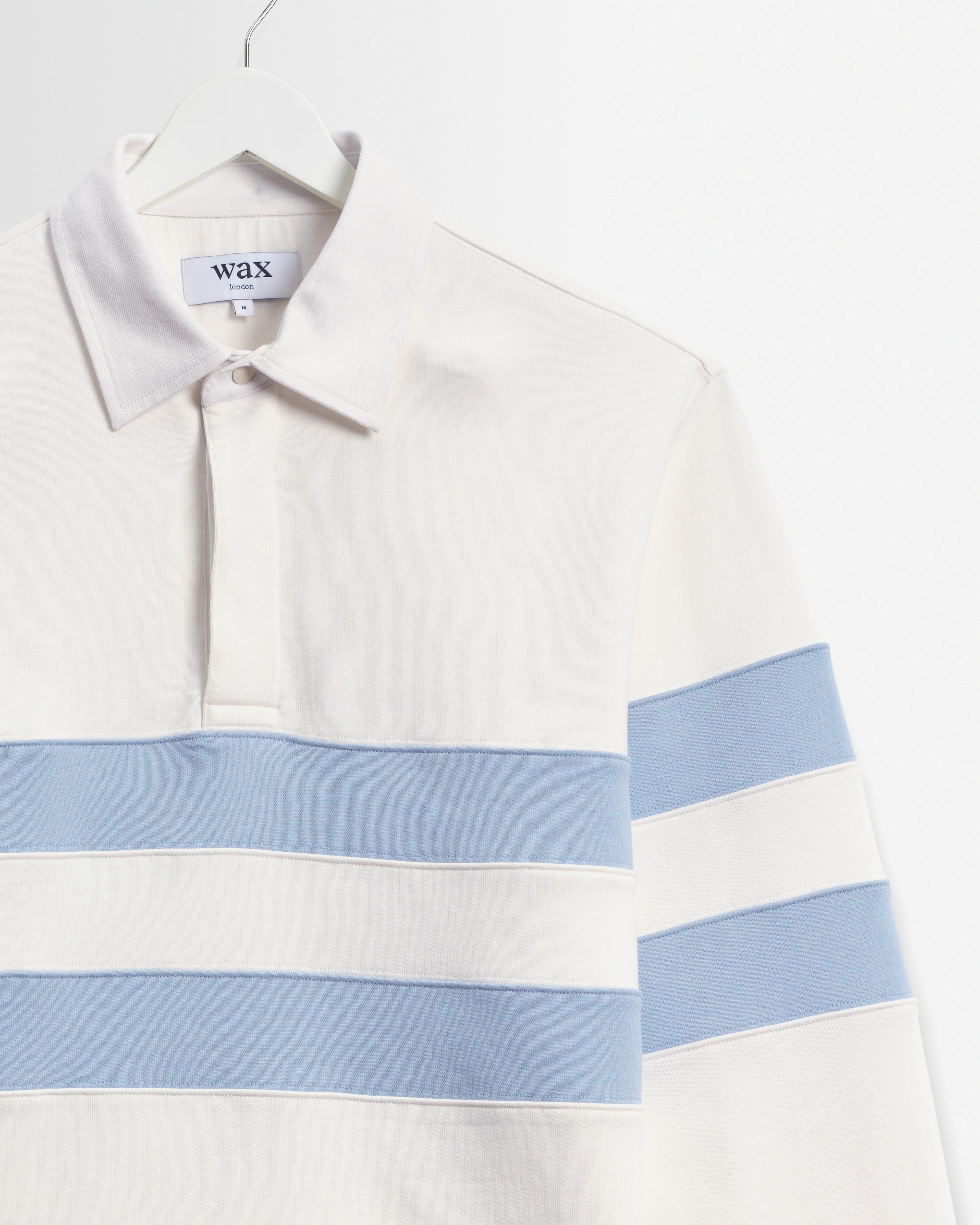 Rowhill - Ecru And Light Blue Stripe Loopback Rugby Shirt - Image 7