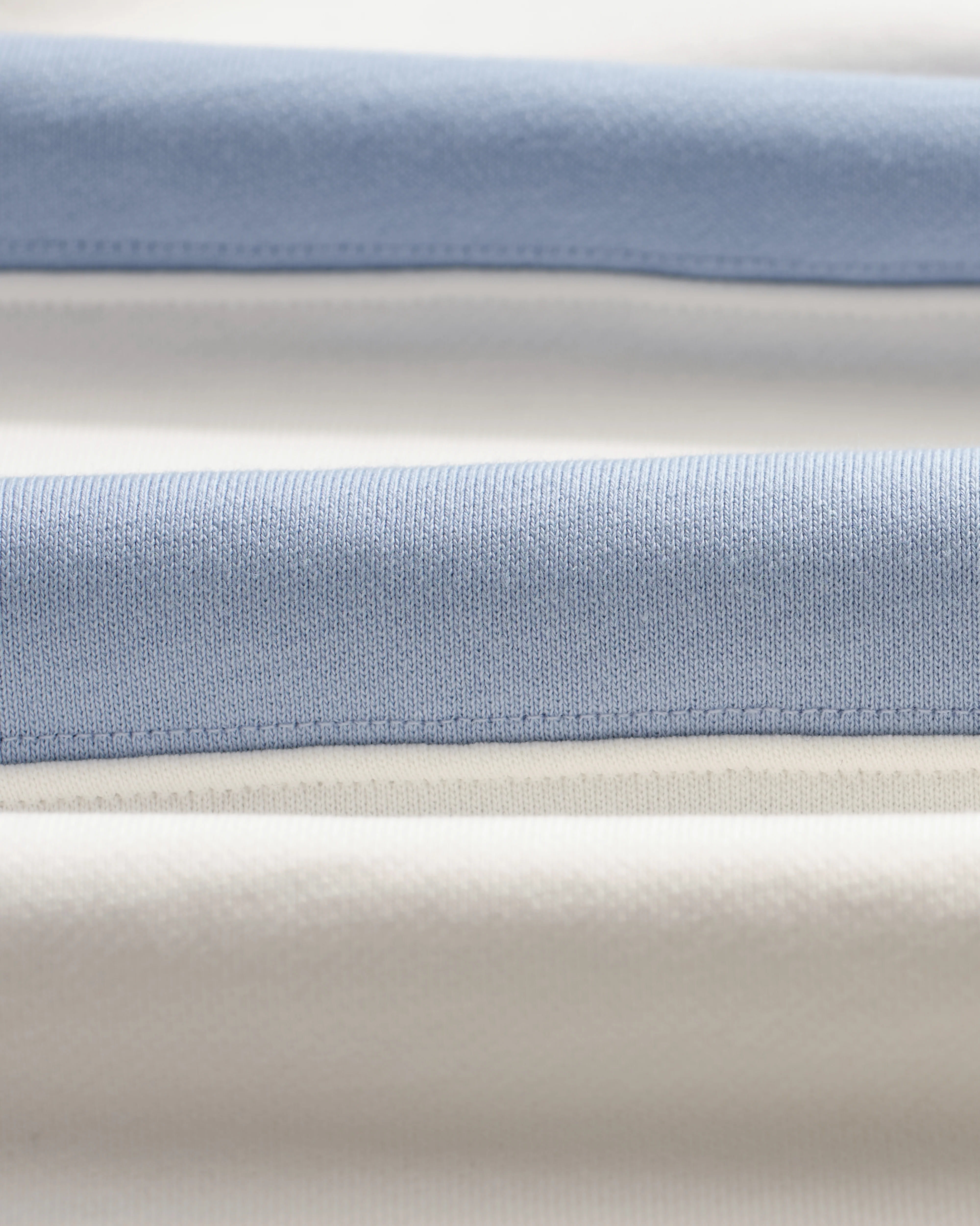 Rowhill - Ecru And Light Blue Stripe Loopback Rugby Shirt - Image 9