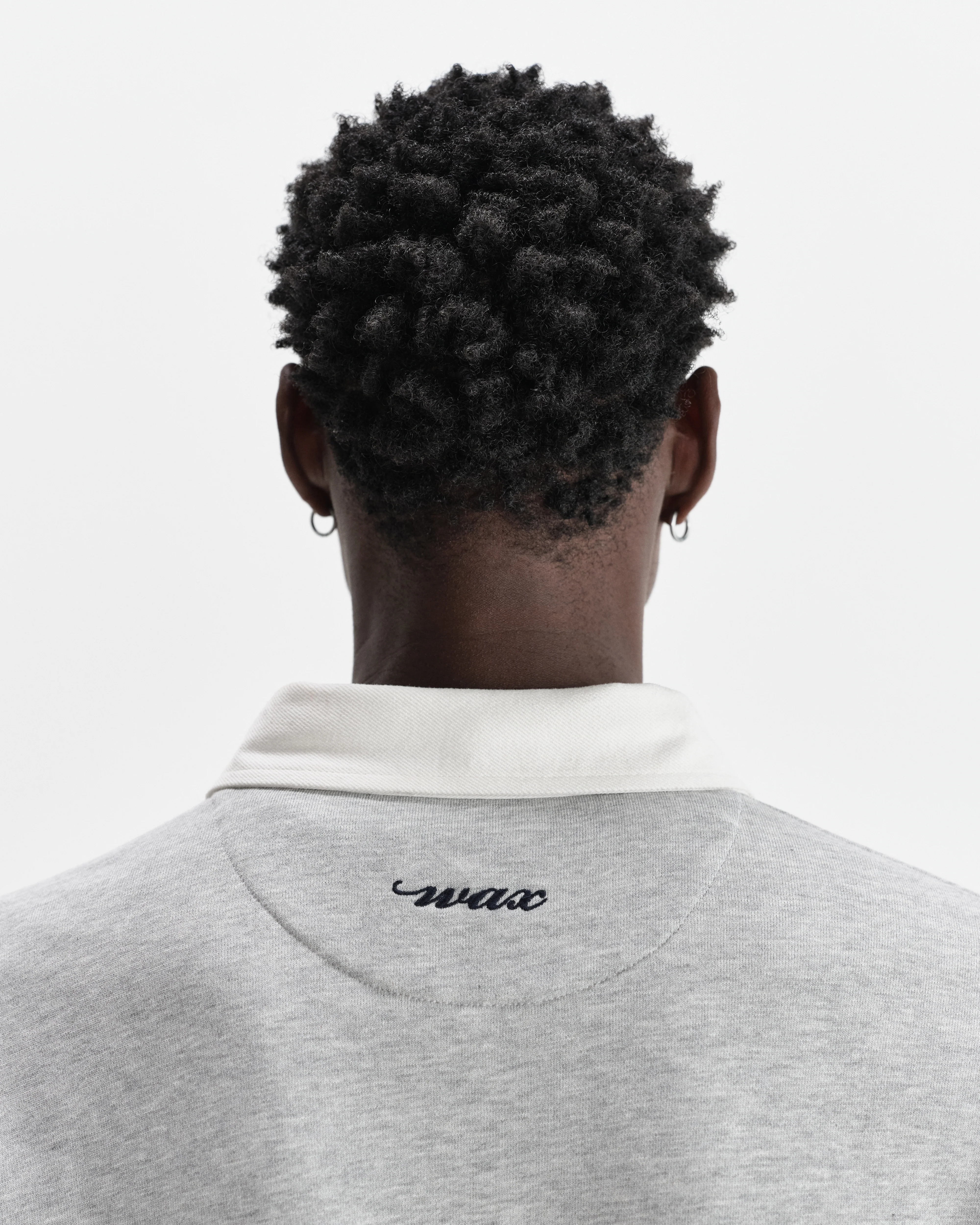 Rowhill - Grey Marl Stripe Panelled Loopback Rugby Shirt - Image 4