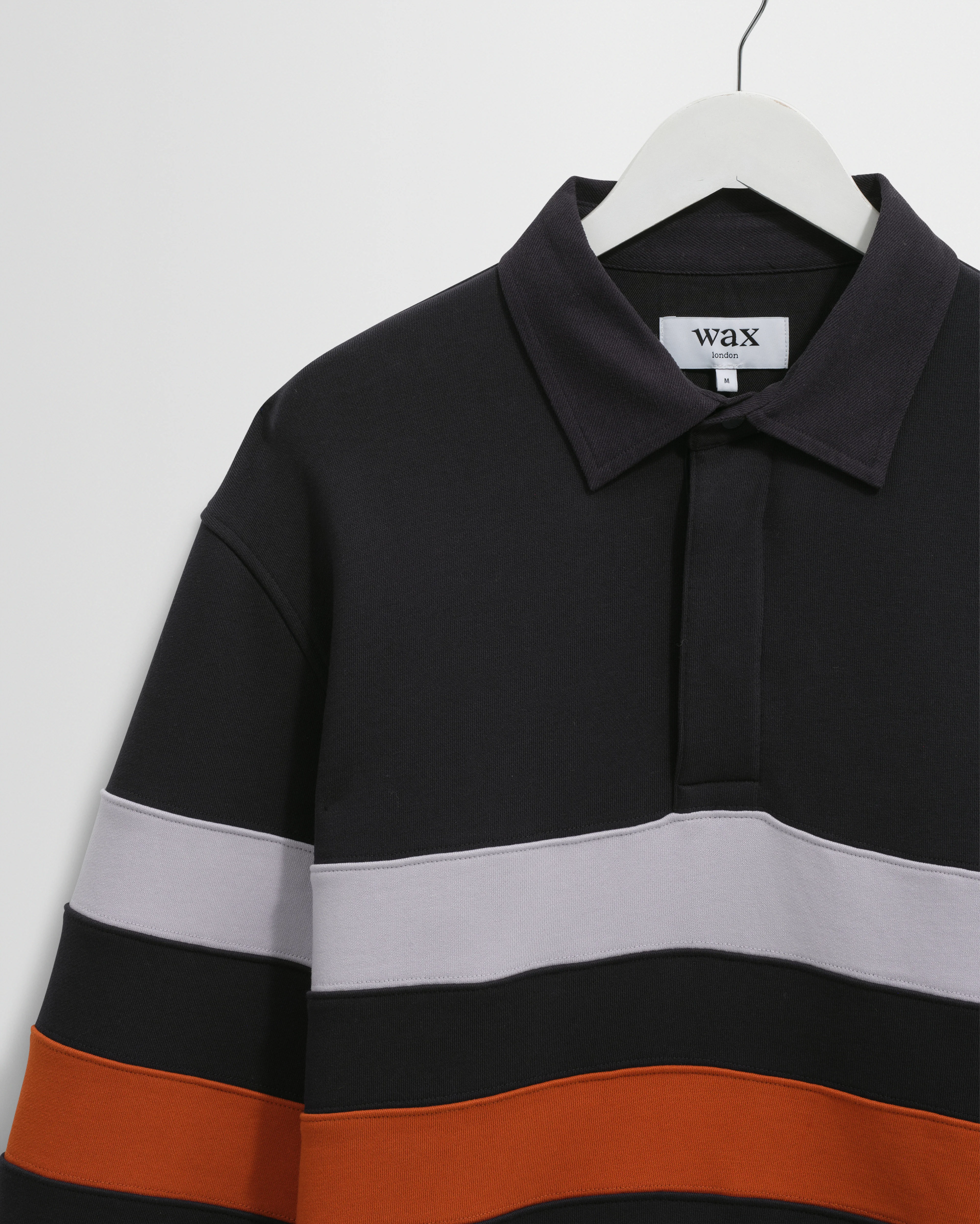 Rowhill - Navy Stripe Panelled Loopback Rugby Shirt - Image 2