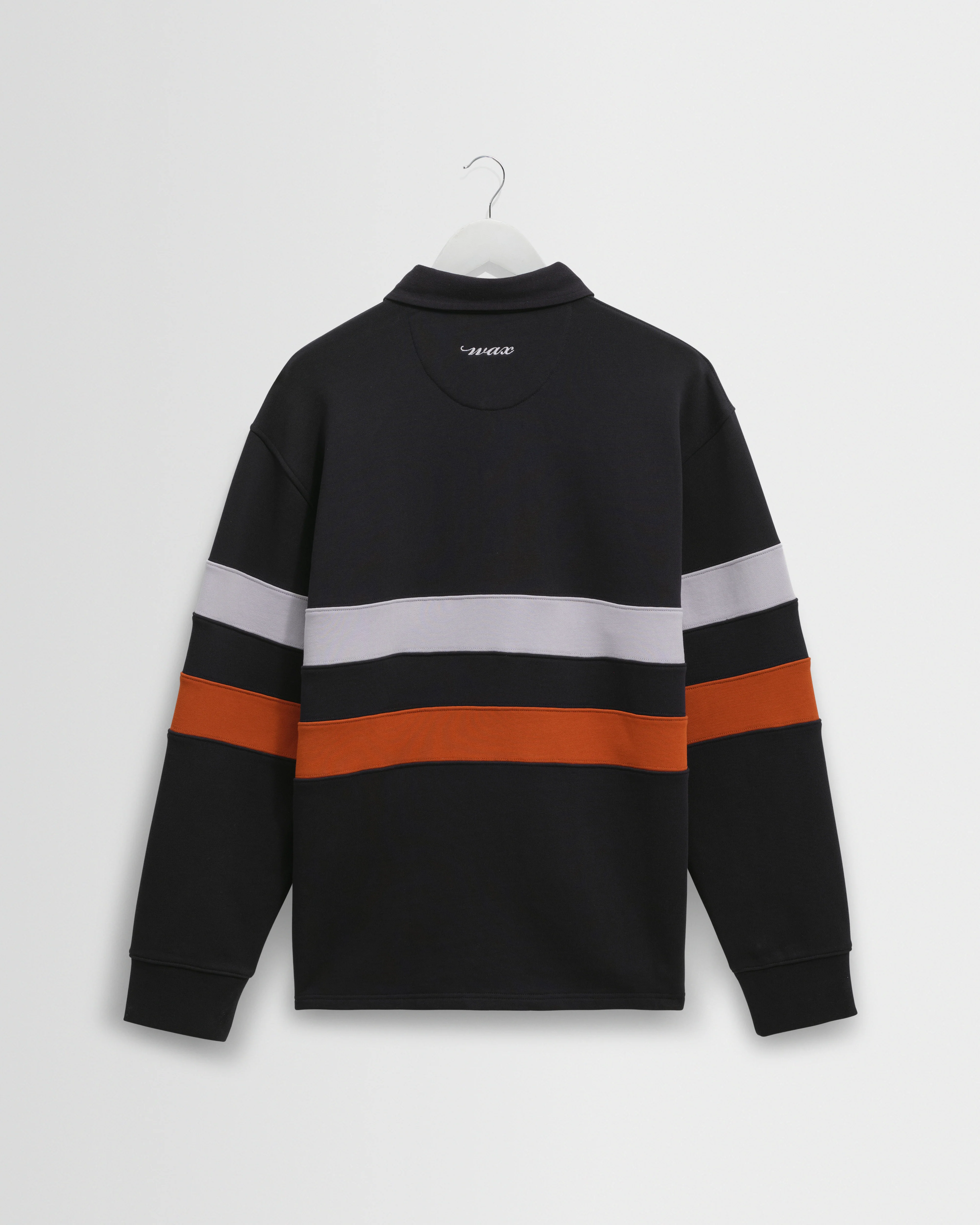 Rowhill - Navy Stripe Panelled Loopback Rugby Shirt - Image 3