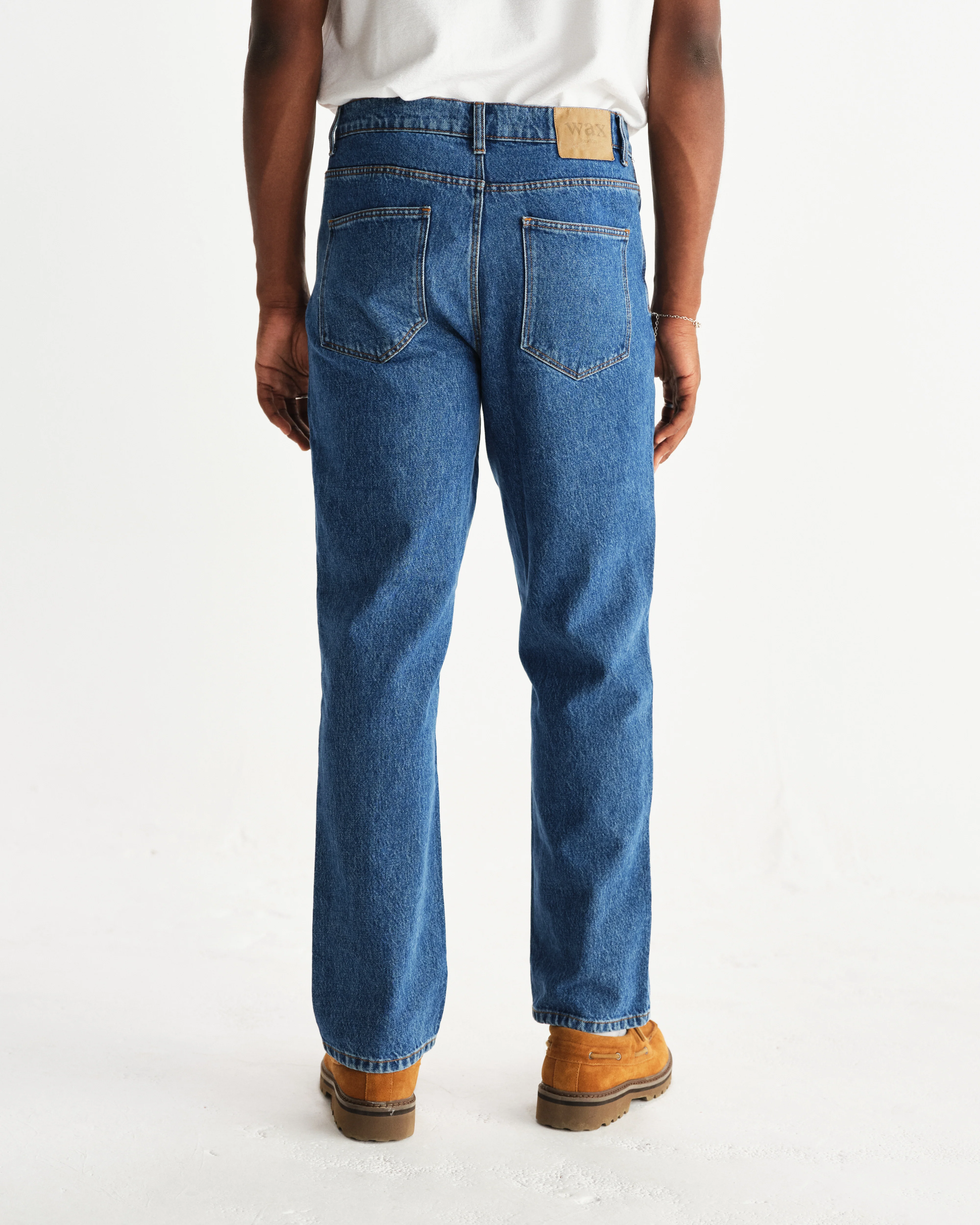 Russell - Mid Blue Straight Fit Denim Jeans - Image 5