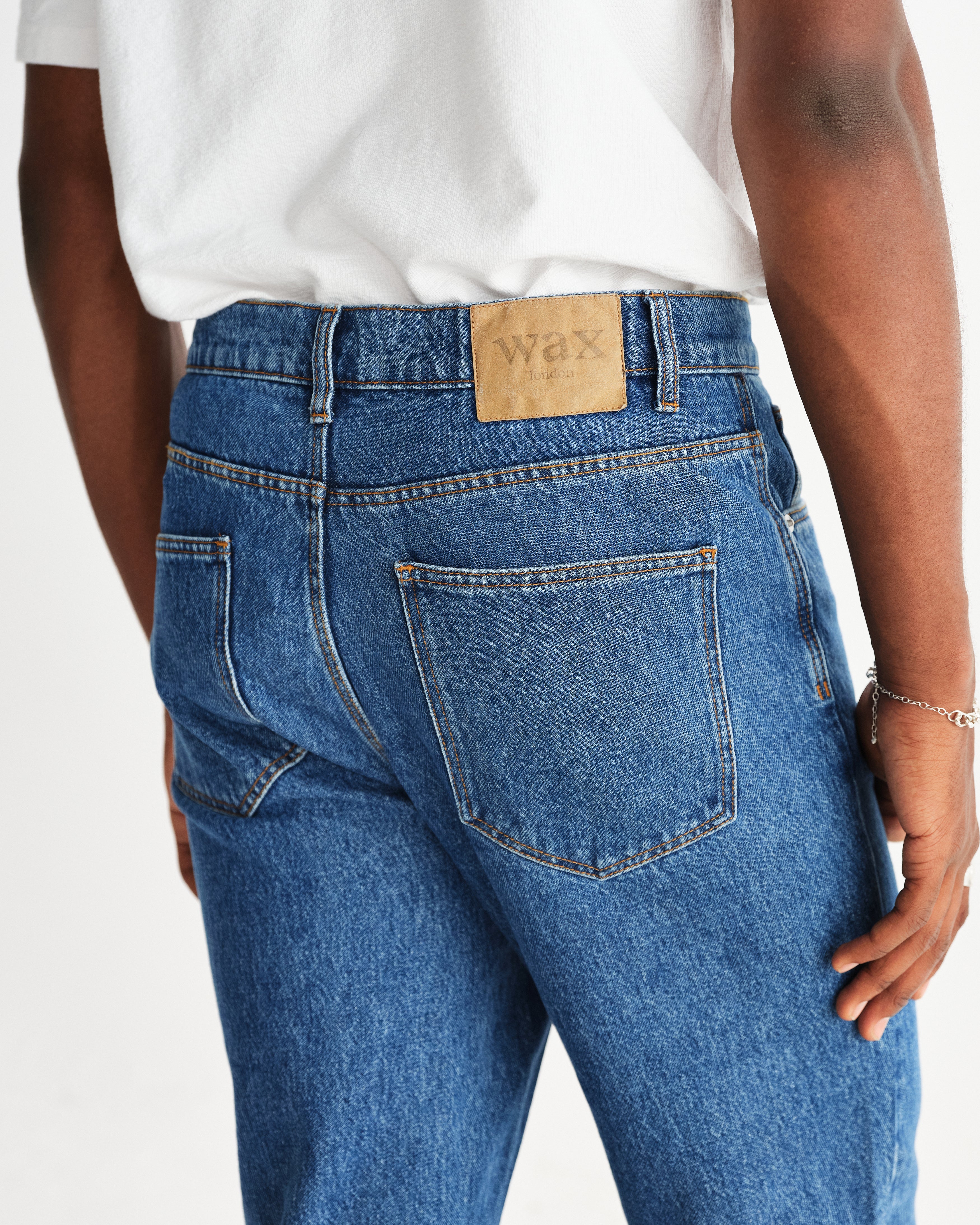 Russell - Mid Blue Straight Fit Denim Jeans - Image 6