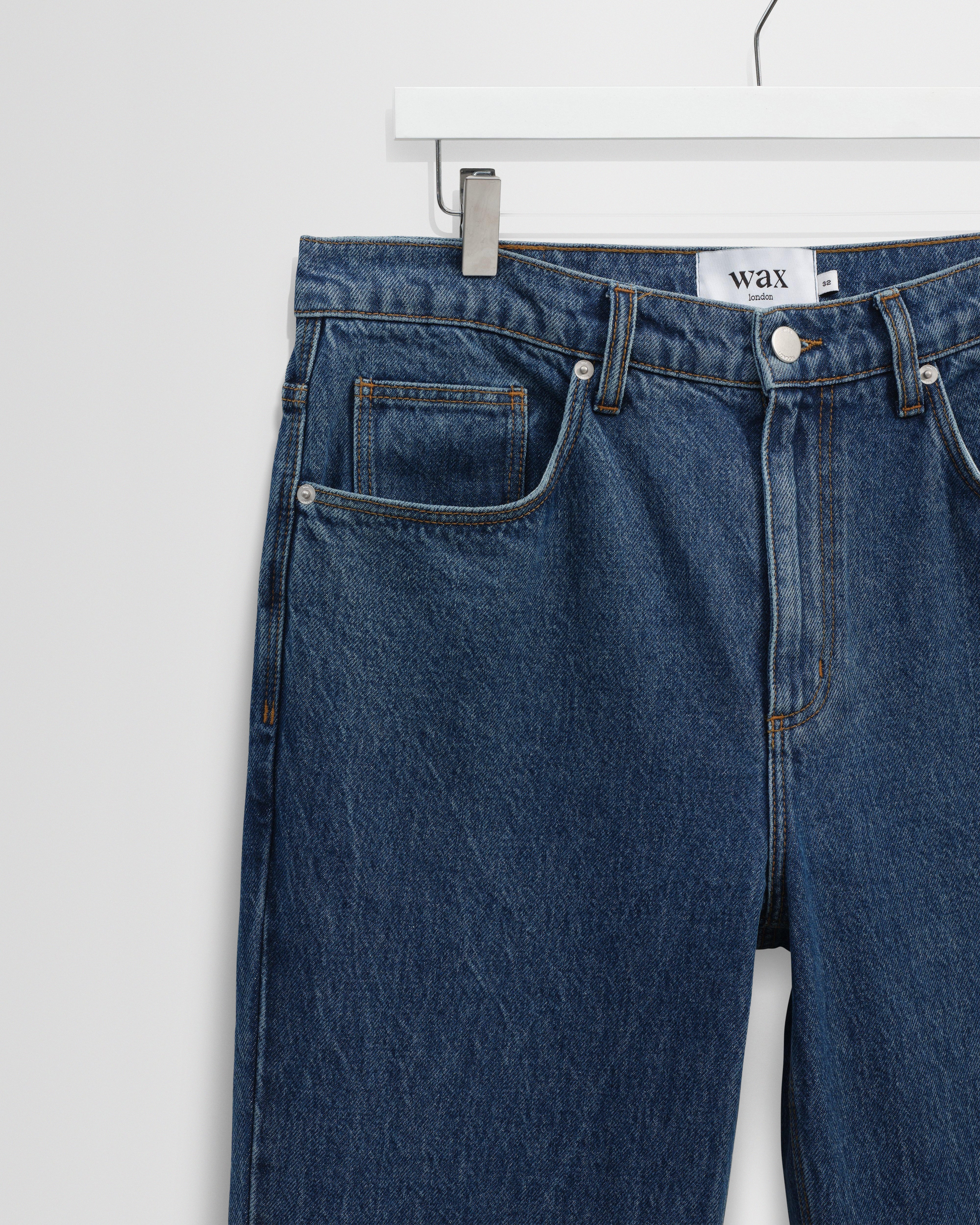 Russell - Mid Blue Straight Fit Denim Jeans - Image 7