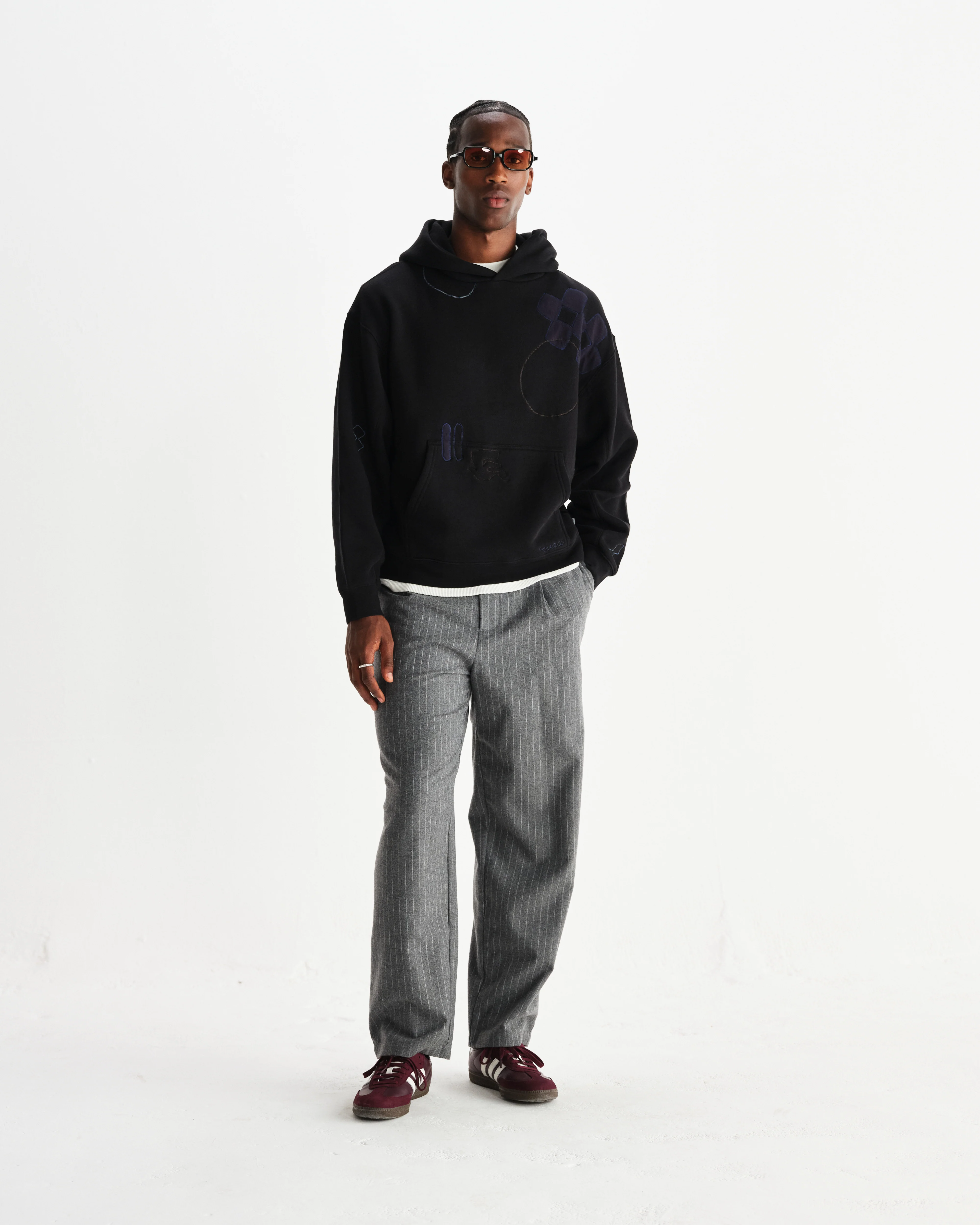 Rydal - Black Doodle Embroidered Loopback Cotton Hoodie - Image 4