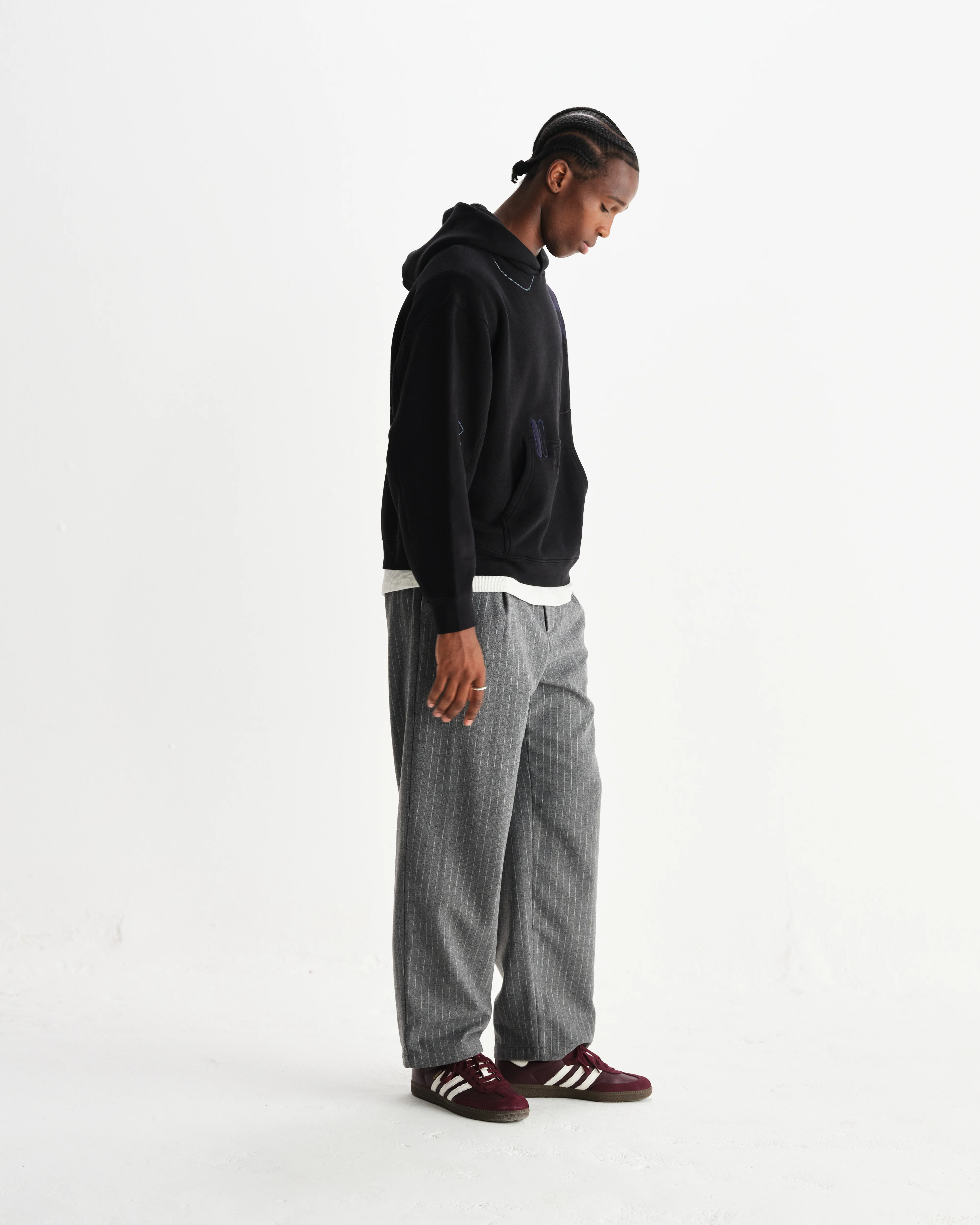 Rydal - Black Doodle Embroidered Loopback Cotton Hoodie - Image 5
