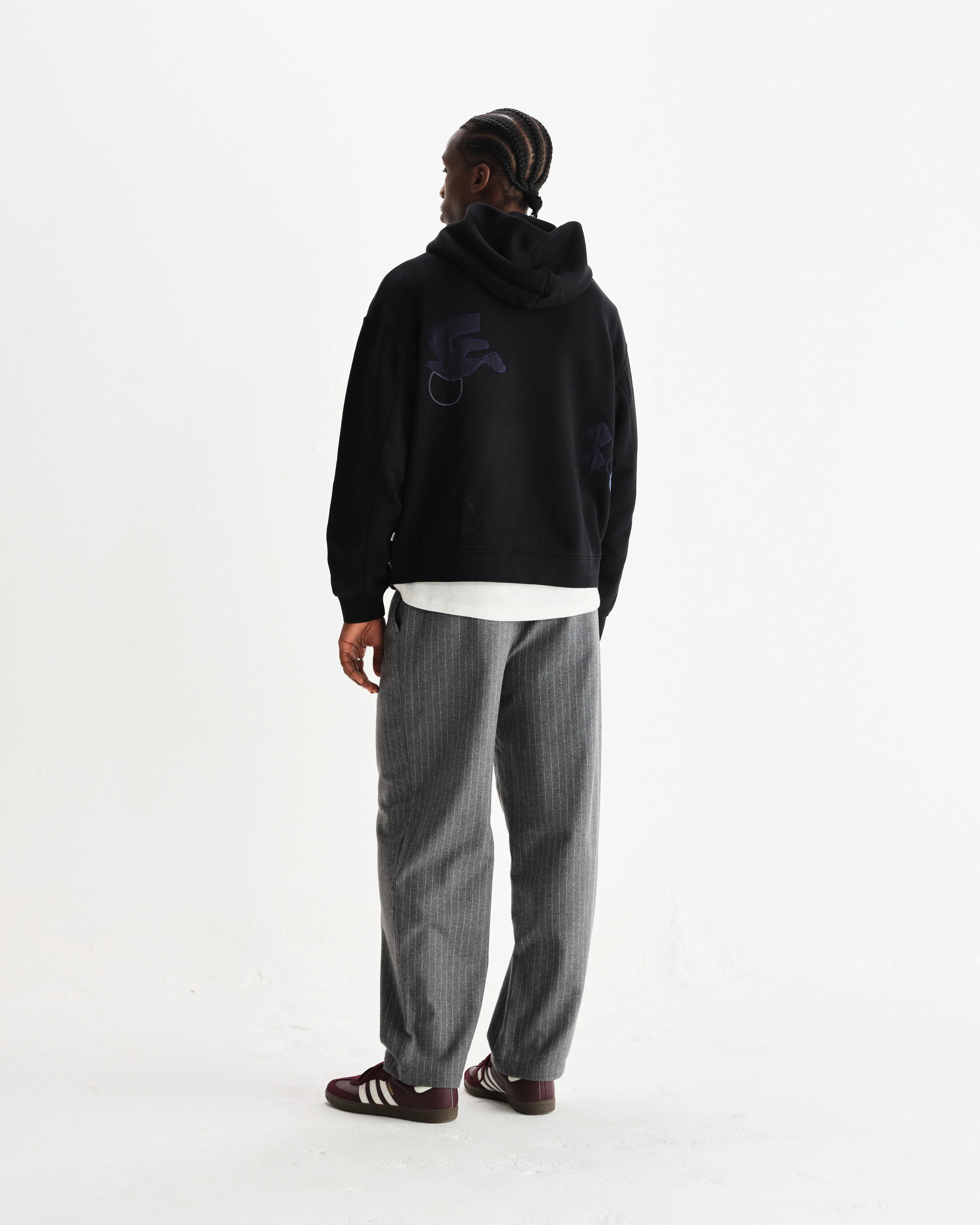 Rydal - Black Doodle Embroidered Loopback Cotton Hoodie - Image 6