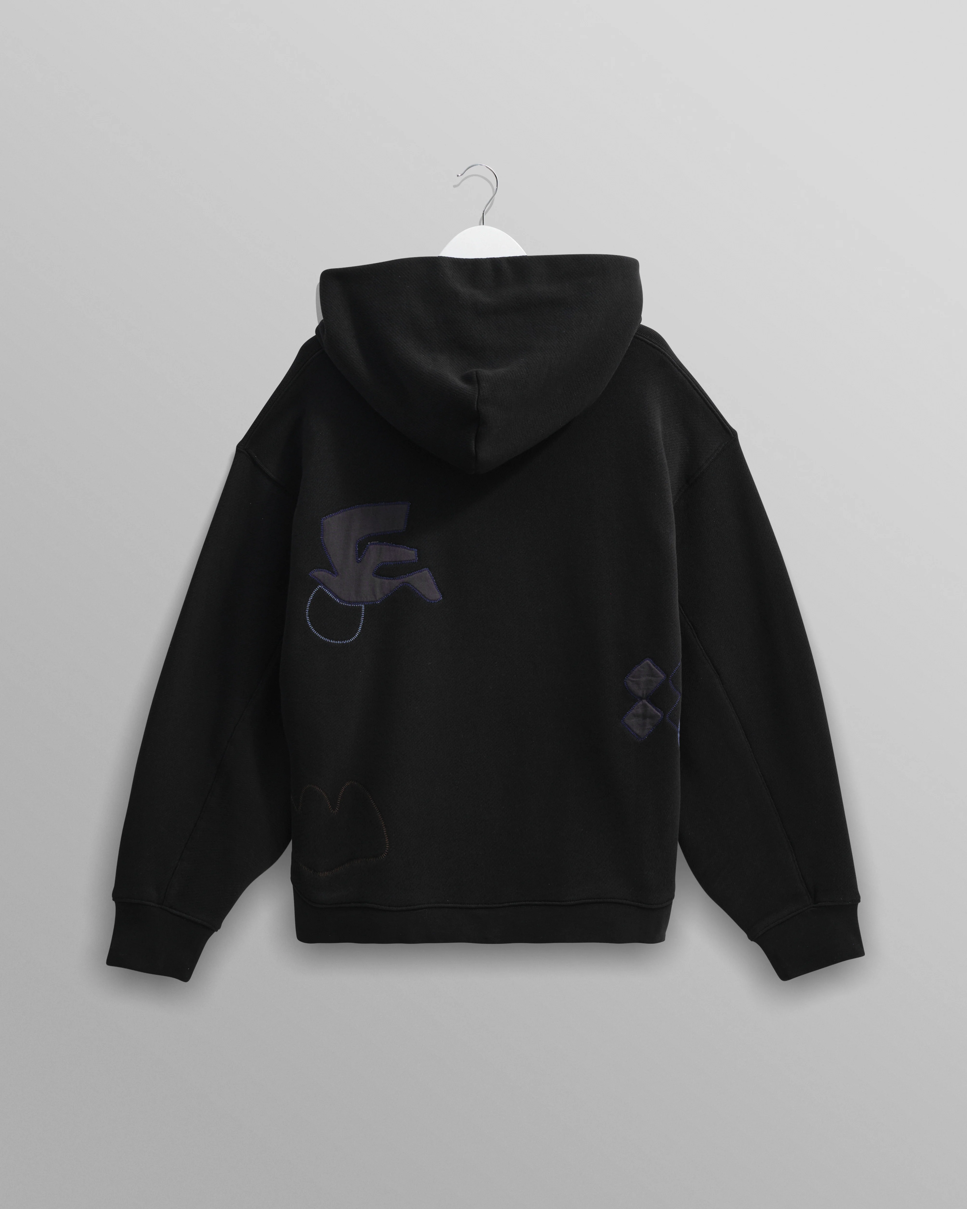 Rydal - Black Doodle Embroidered Loopback Cotton Hoodie - Image 8