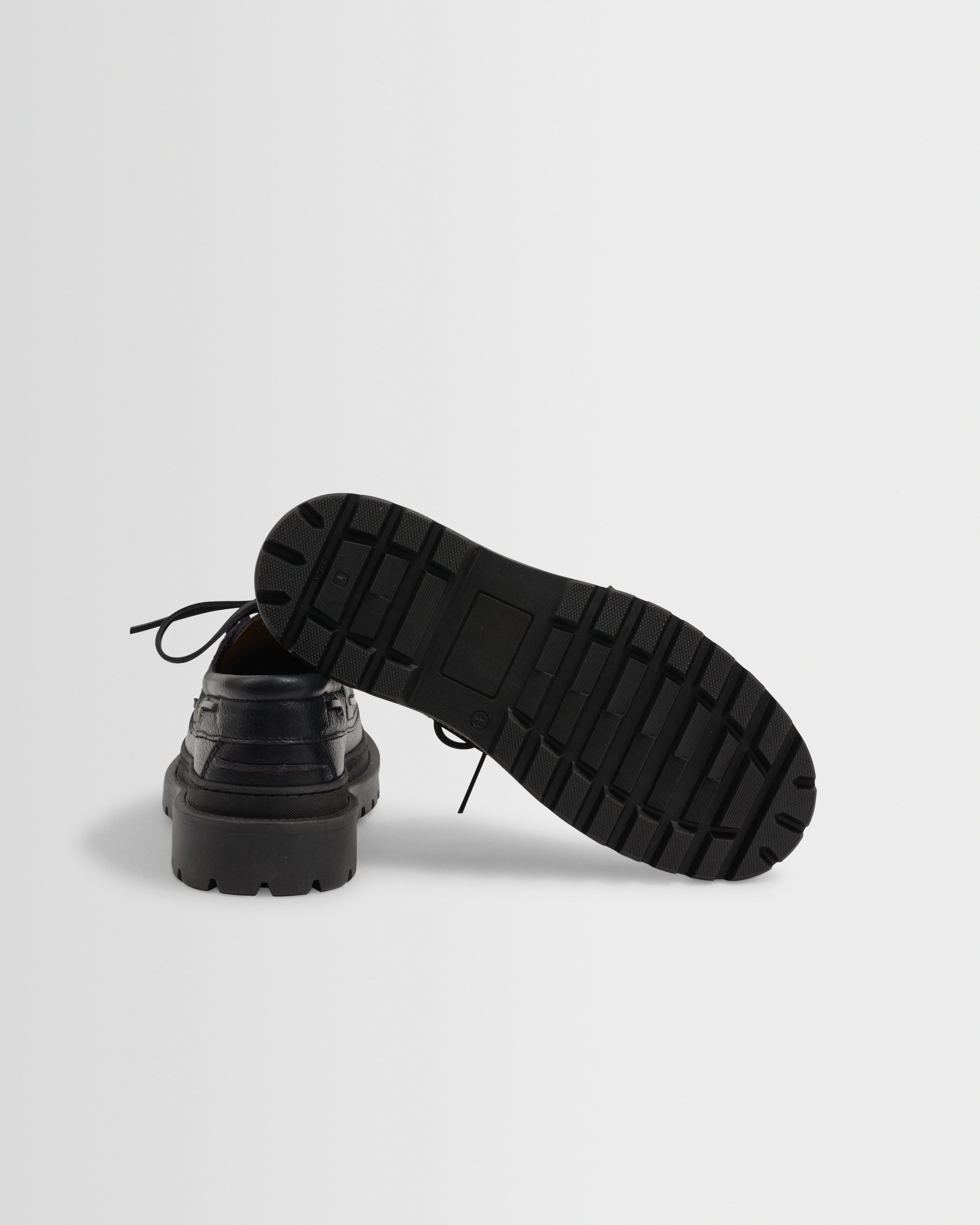 S.T. Valentin - Black Italian Leather Chunky Sole Boat Shoes - Image 3