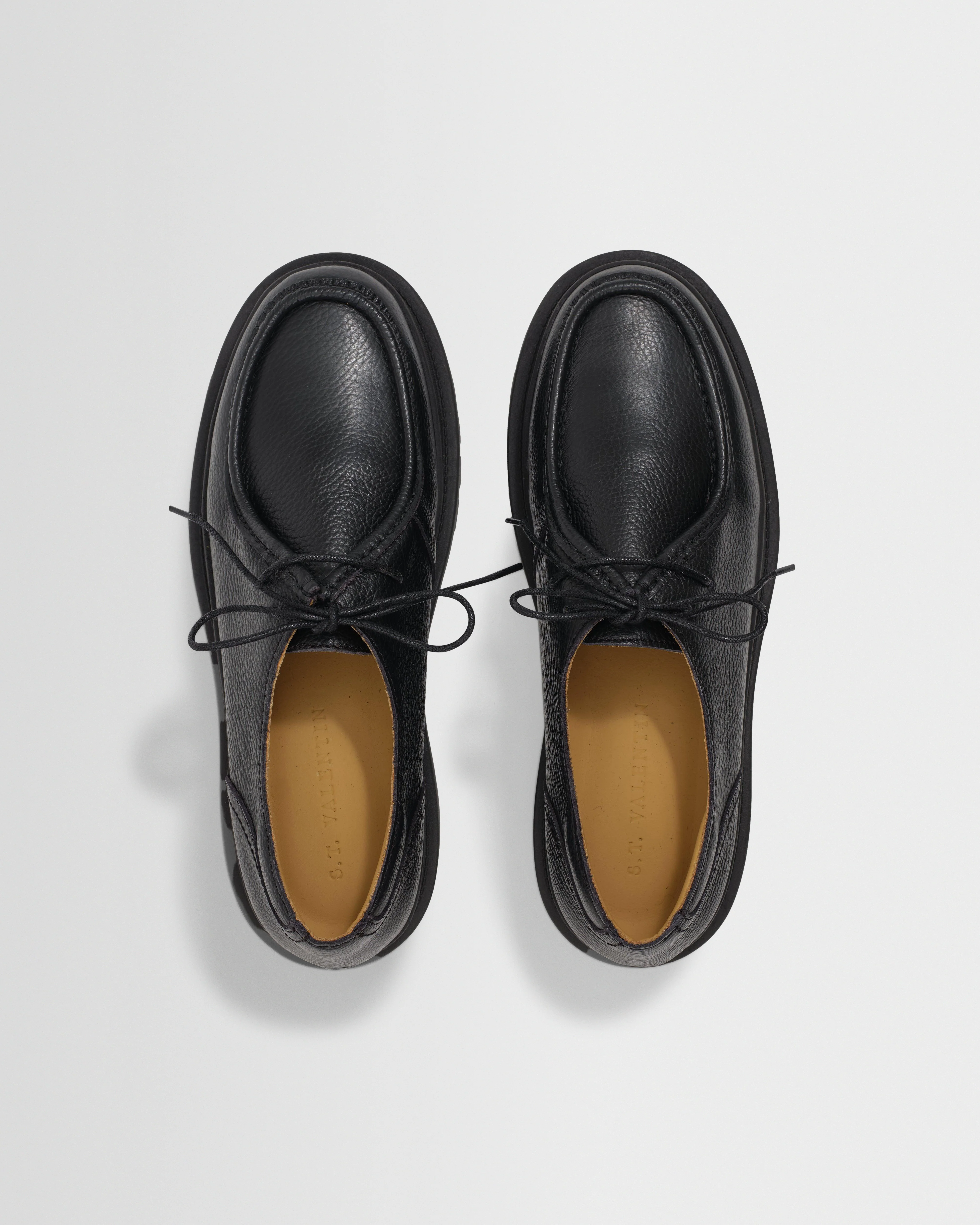 S.T. Valentin - Black Italian Leather Chunky Sole Deck Shoes - Image 2