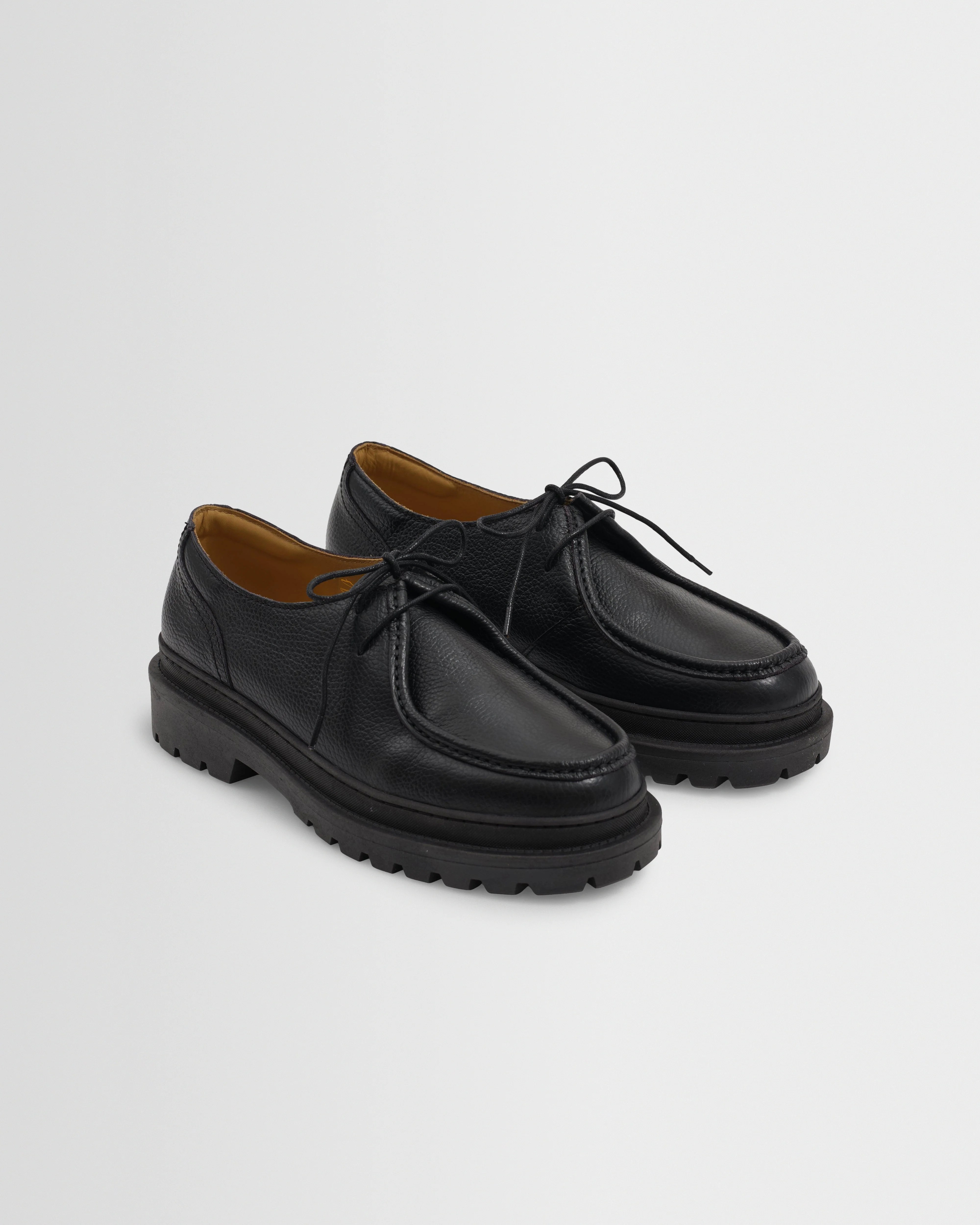 S.T. Valentin - Black Italian Leather Chunky Sole Deck Shoes - Image 4