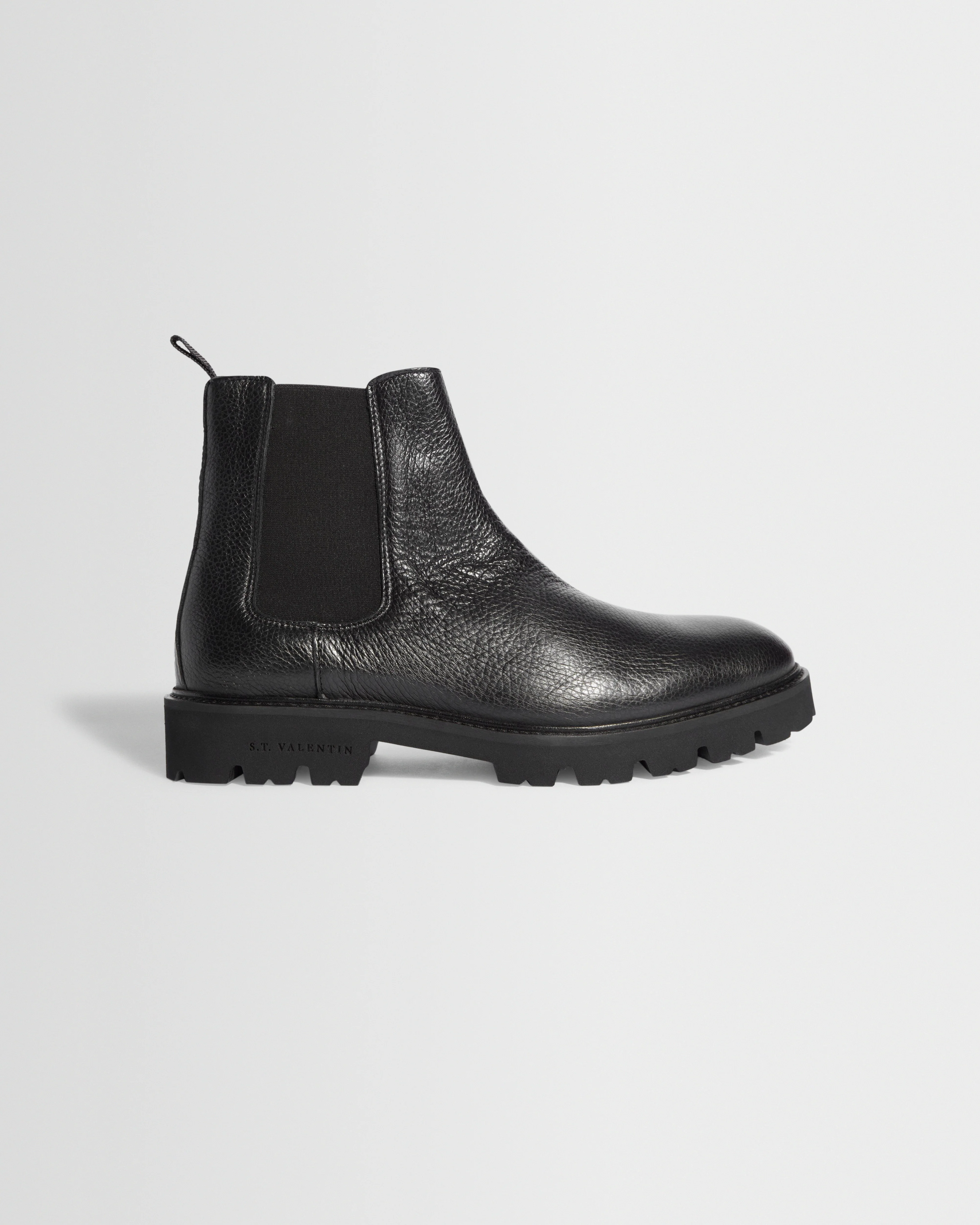 S.T. Valentin - Black Grained Italian Leather Chelsea Boots