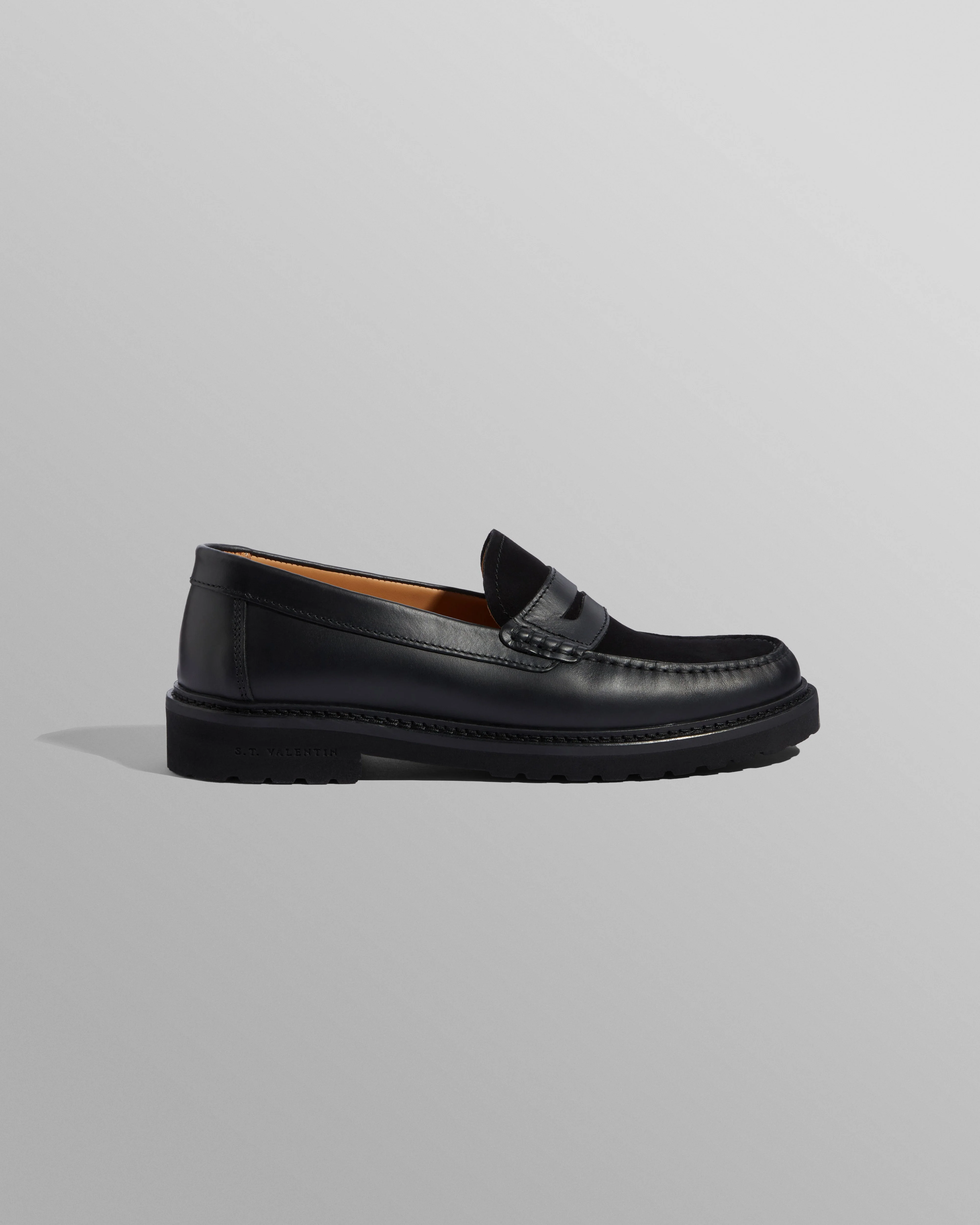 S.T. Valentin - Black Smooth Italian Leather And Suede Loafers