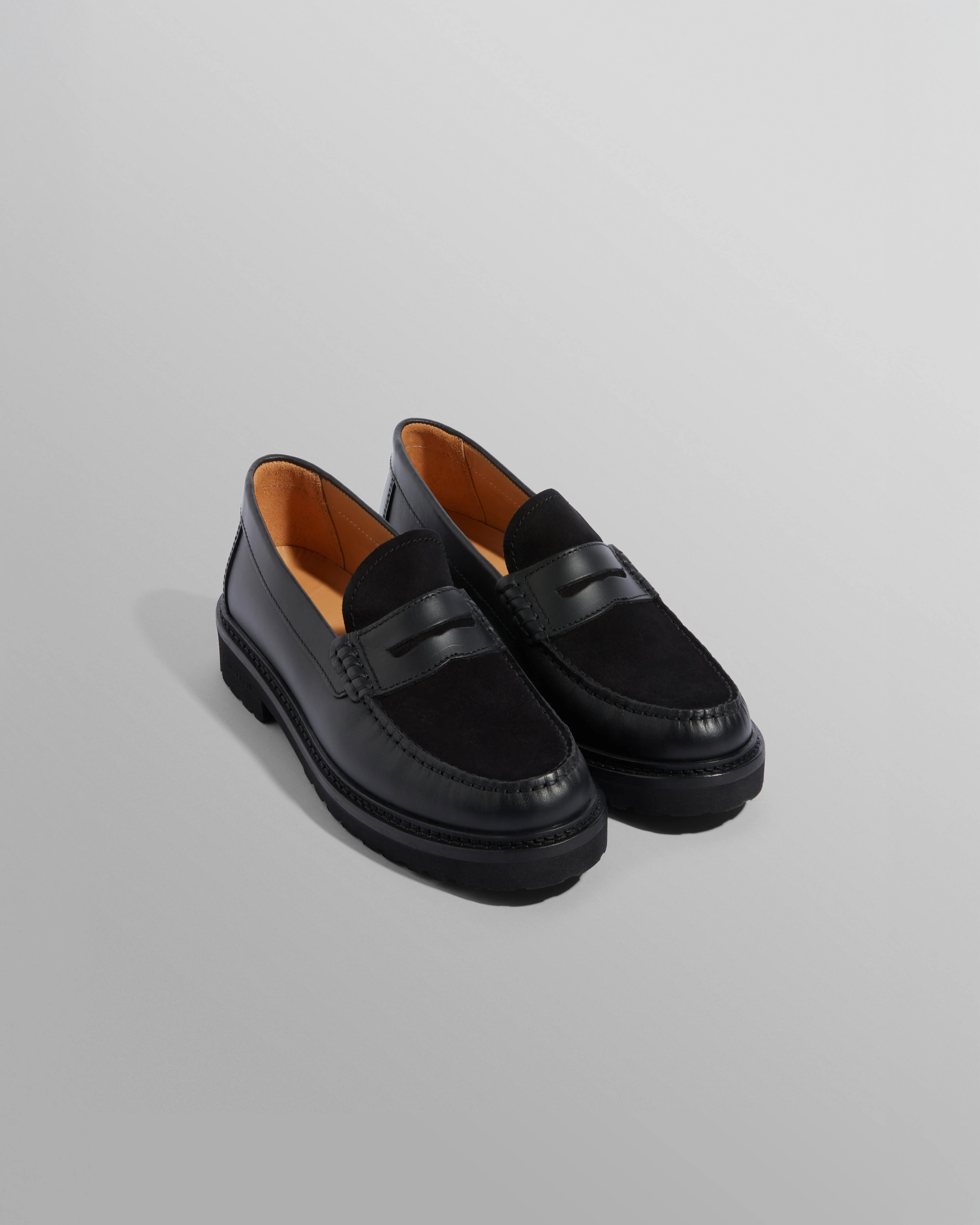 S.T. Valentin - Black Smooth Italian Leather And Suede Loafers - Image 4
