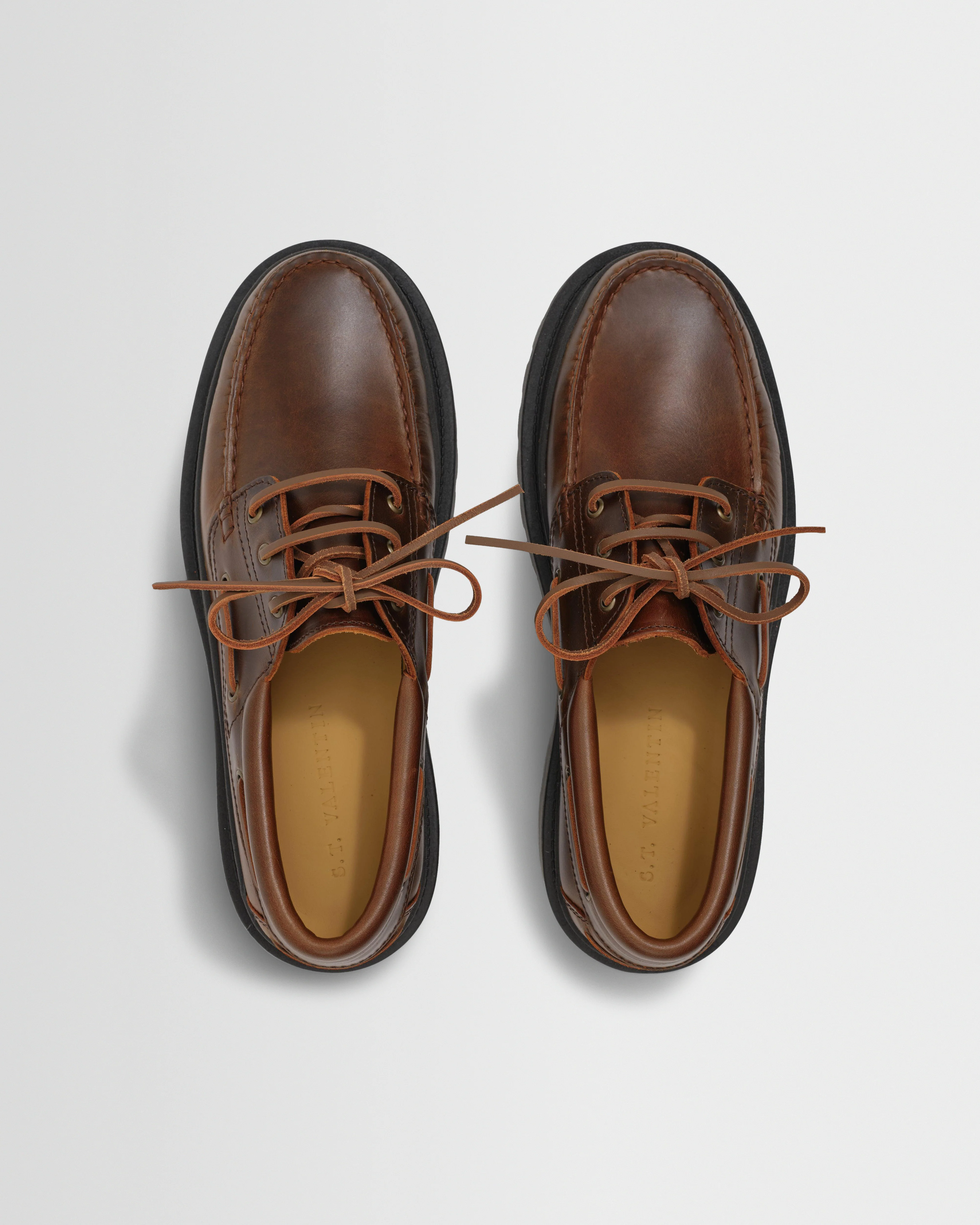 S.T. Valentin - Brown Italian Leather Chunky Sole Boat Shoes - Image 2