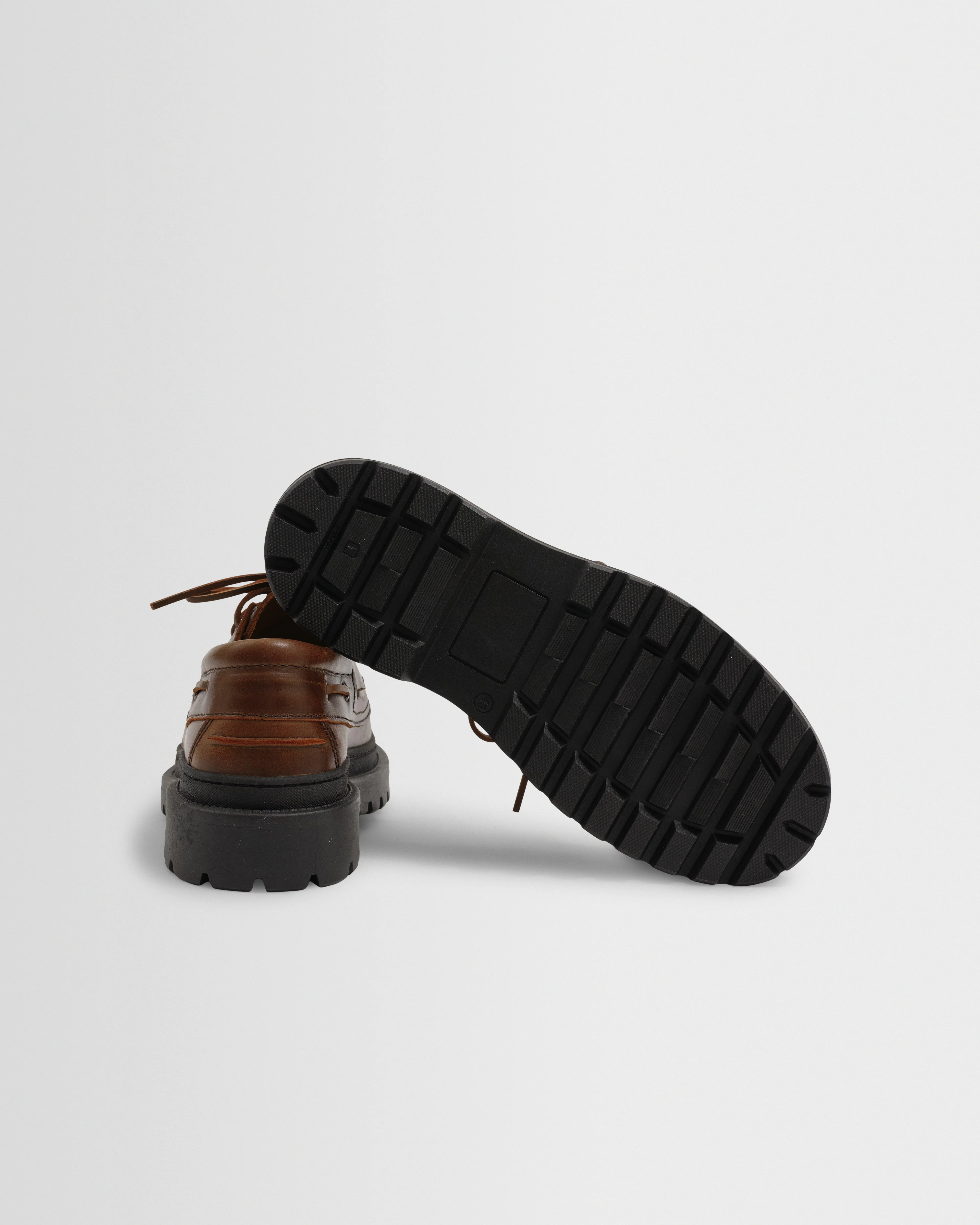 S.T. Valentin - Brown Italian Leather Chunky Sole Boat Shoes - Image 3