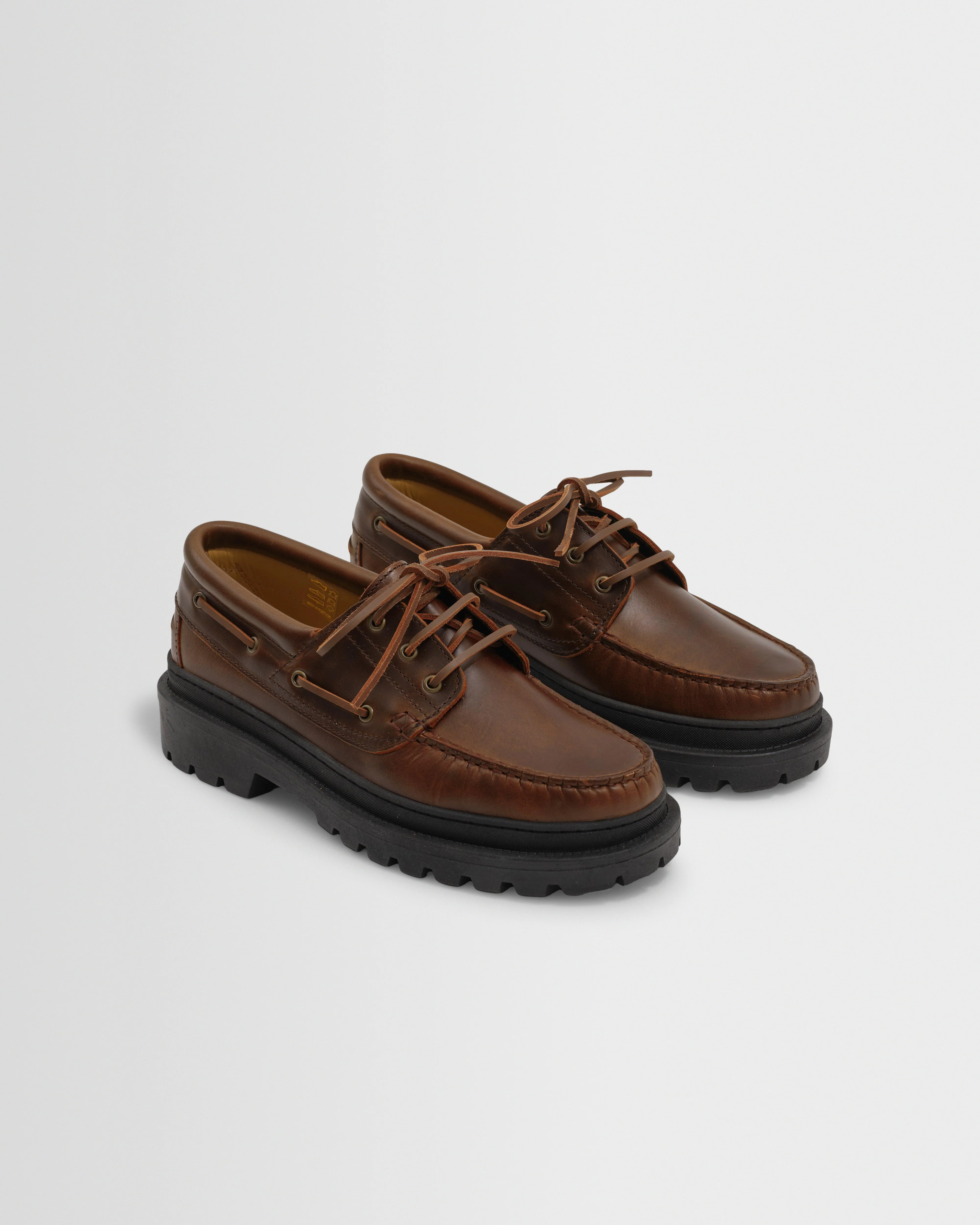 S.T. Valentin - Brown Italian Leather Chunky Sole Boat Shoes - Image 4