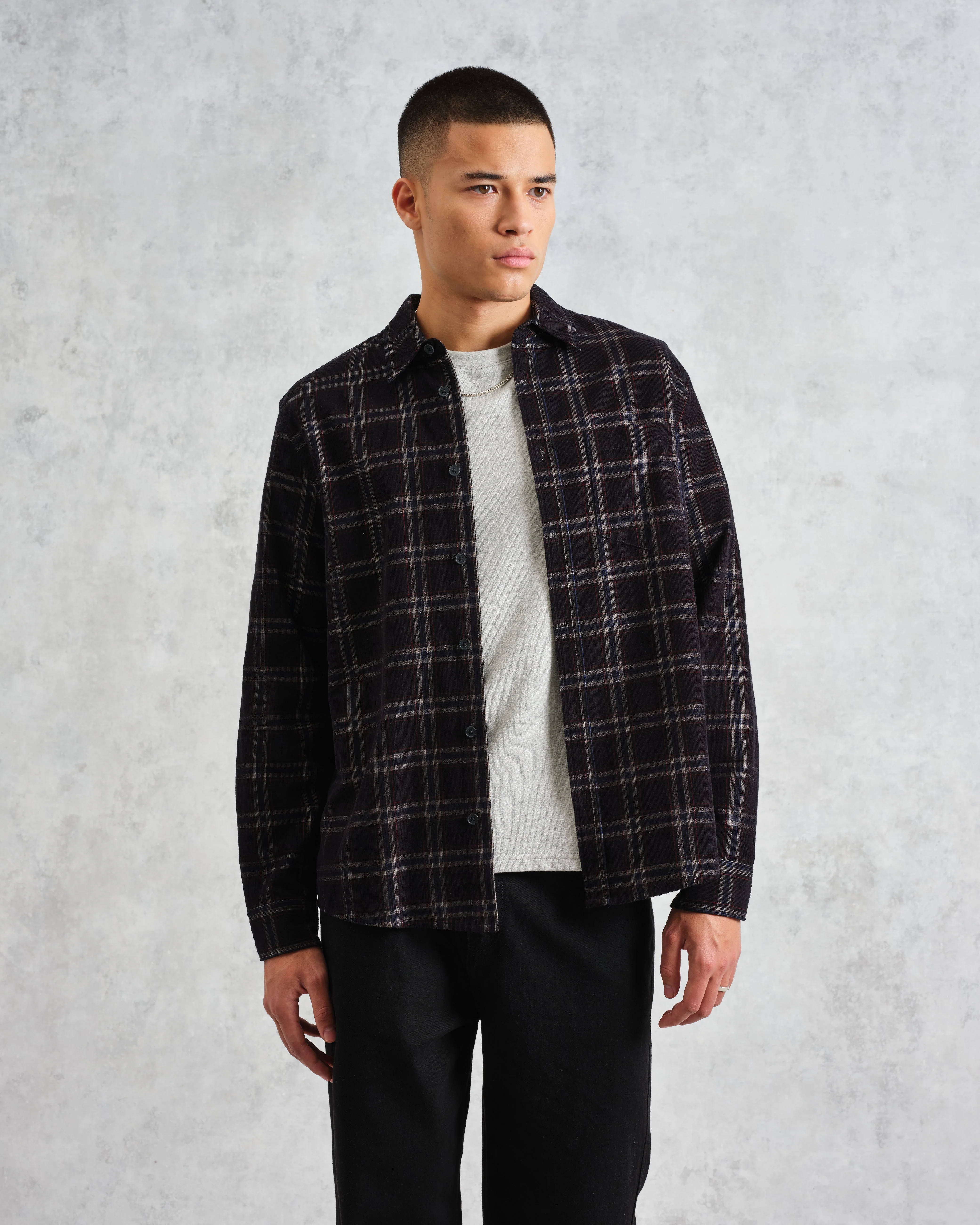 Shelly - Black Check Babycord Shirt - Image 2