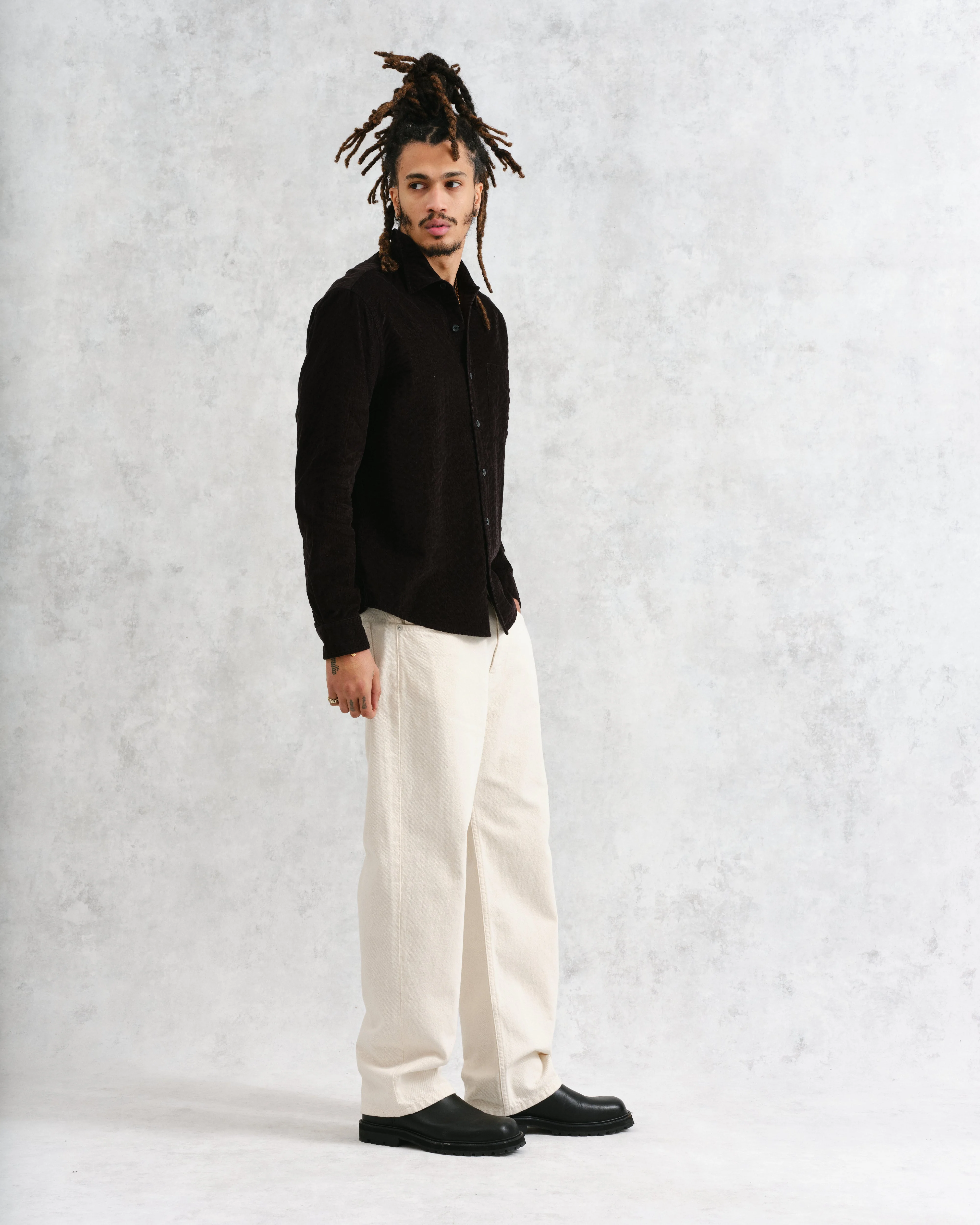 Shelly - Black Seersucker Corduroy Shirt - Image 4