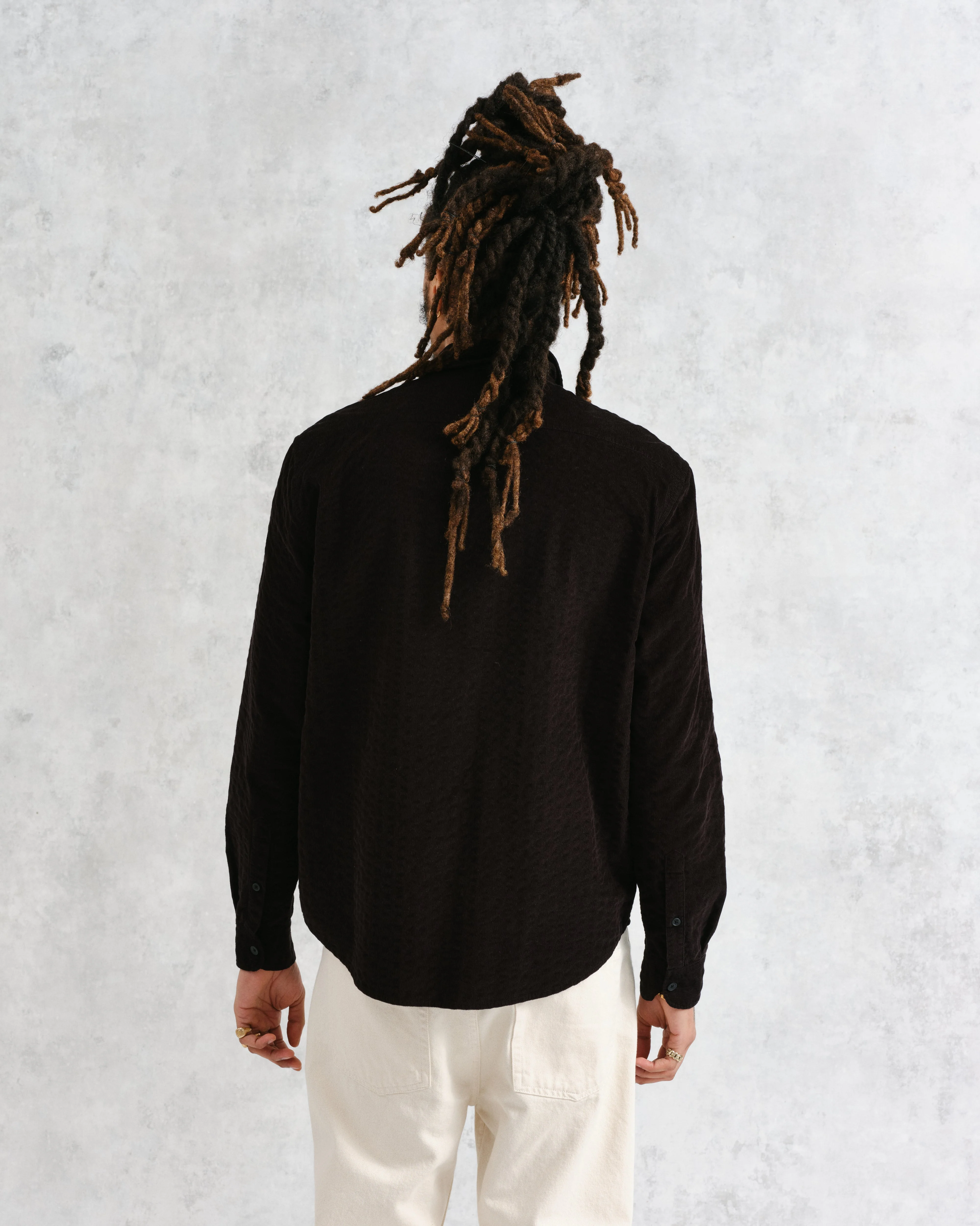 Shelly - Black Seersucker Corduroy Shirt - Image 6
