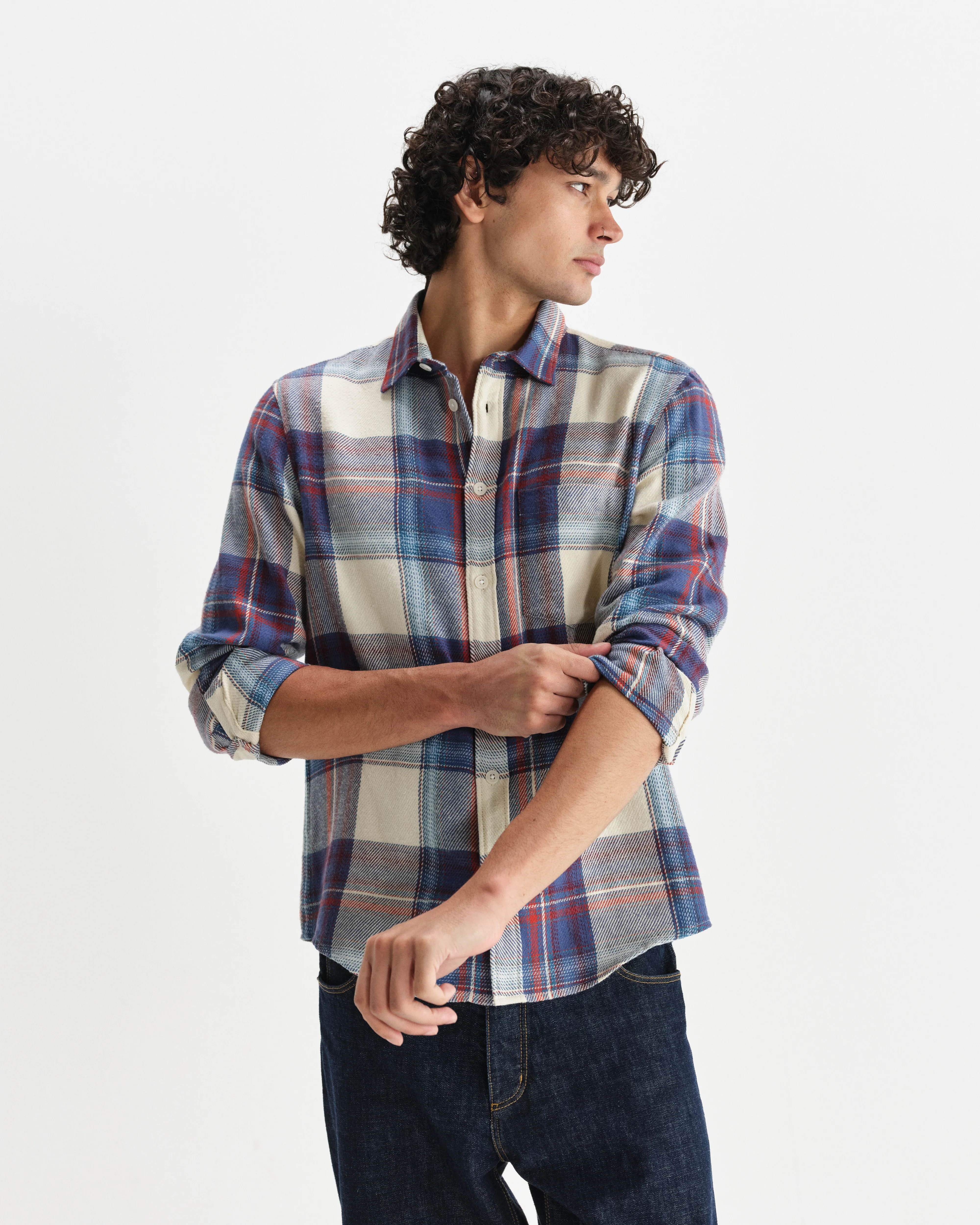 Shelly - Blue And Multicolour Check Flannel Shirt - Image 2