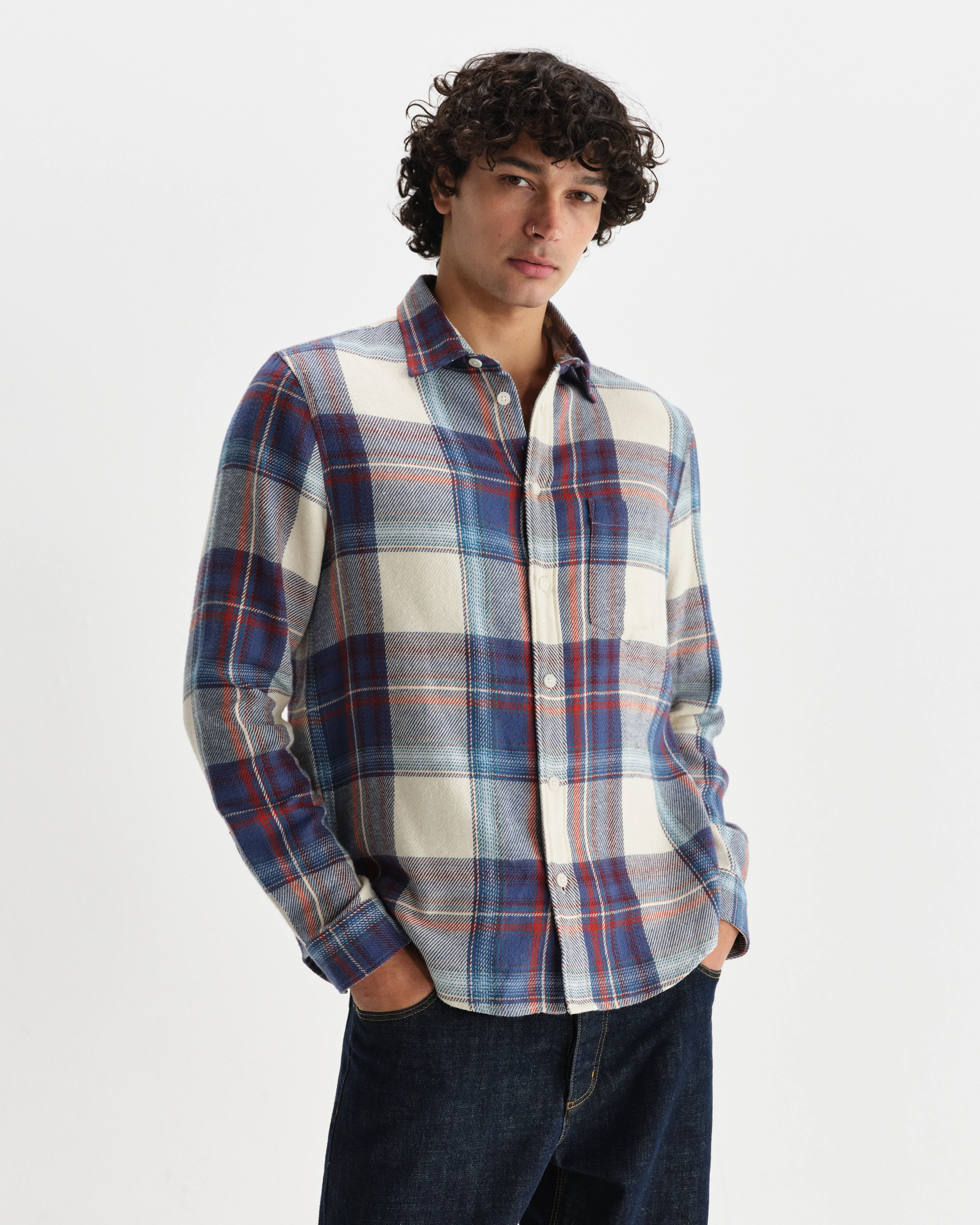 Shelly - Blue And Multicolour Check Flannel Shirt - Image 3