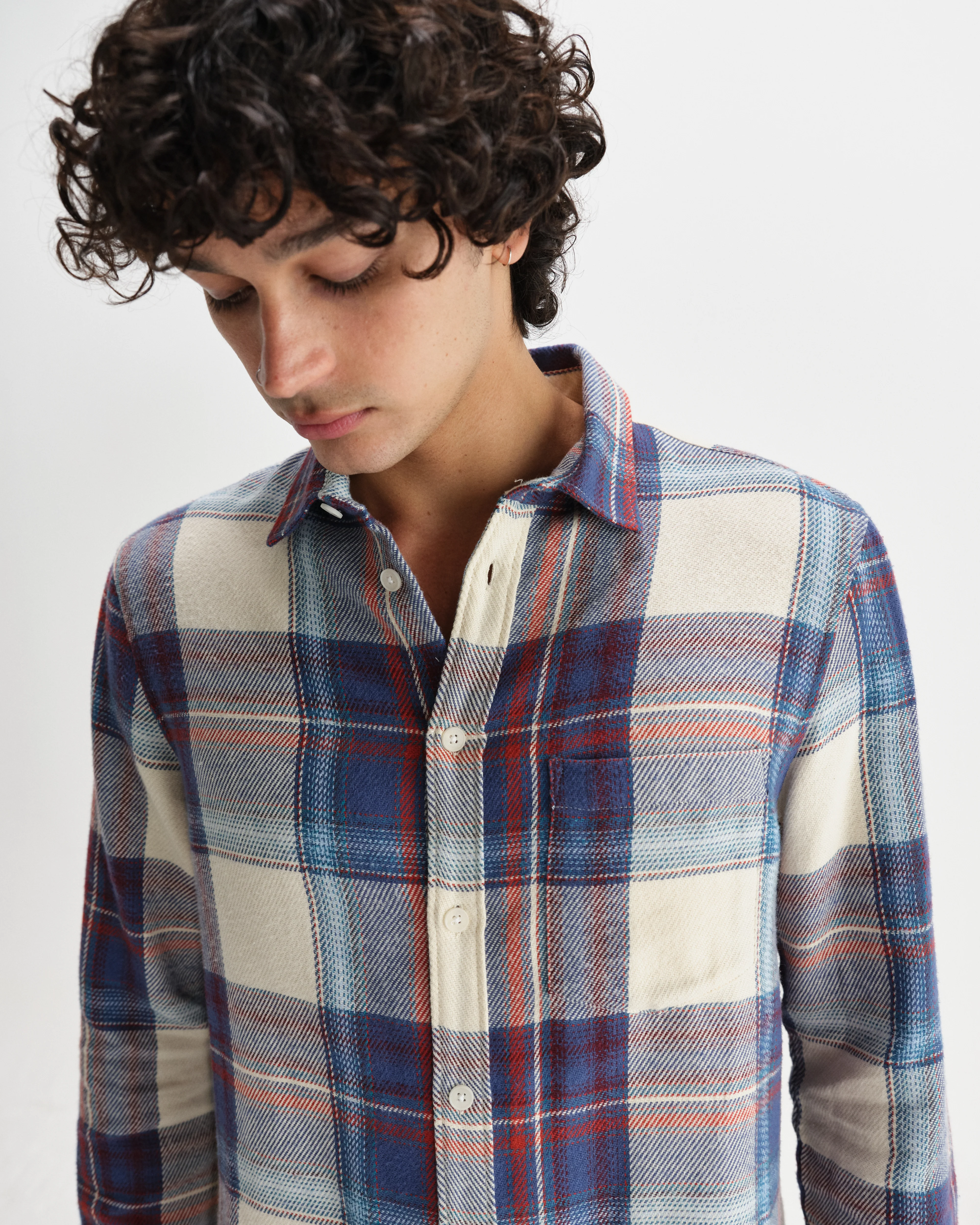 Shelly - Blue And Multicolour Check Flannel Shirt - Image 4