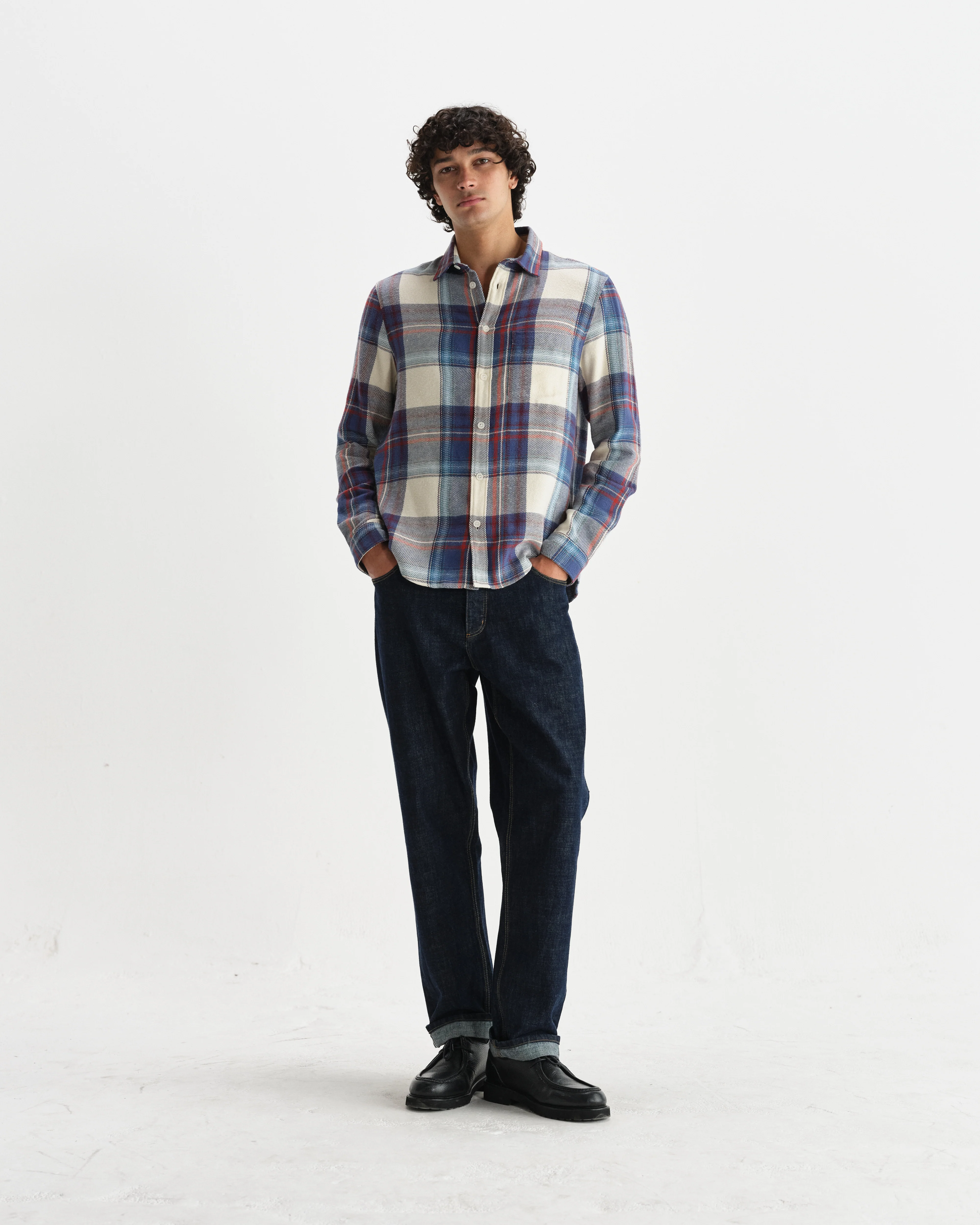 Shelly - Blue And Multicolour Check Flannel Shirt - Image 5