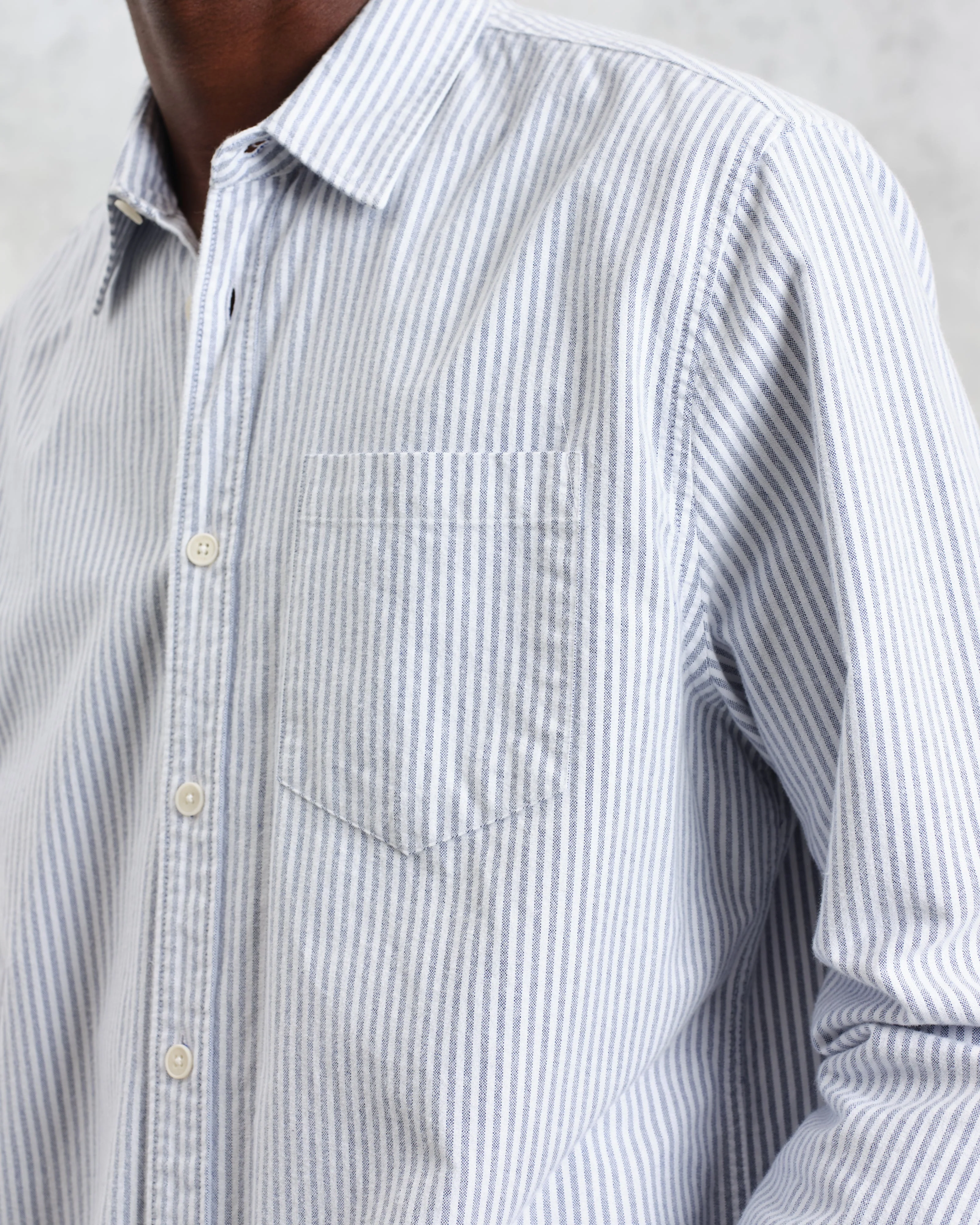 Shelly - Blue Brushed Oxford Stripe Shirt - Image 3