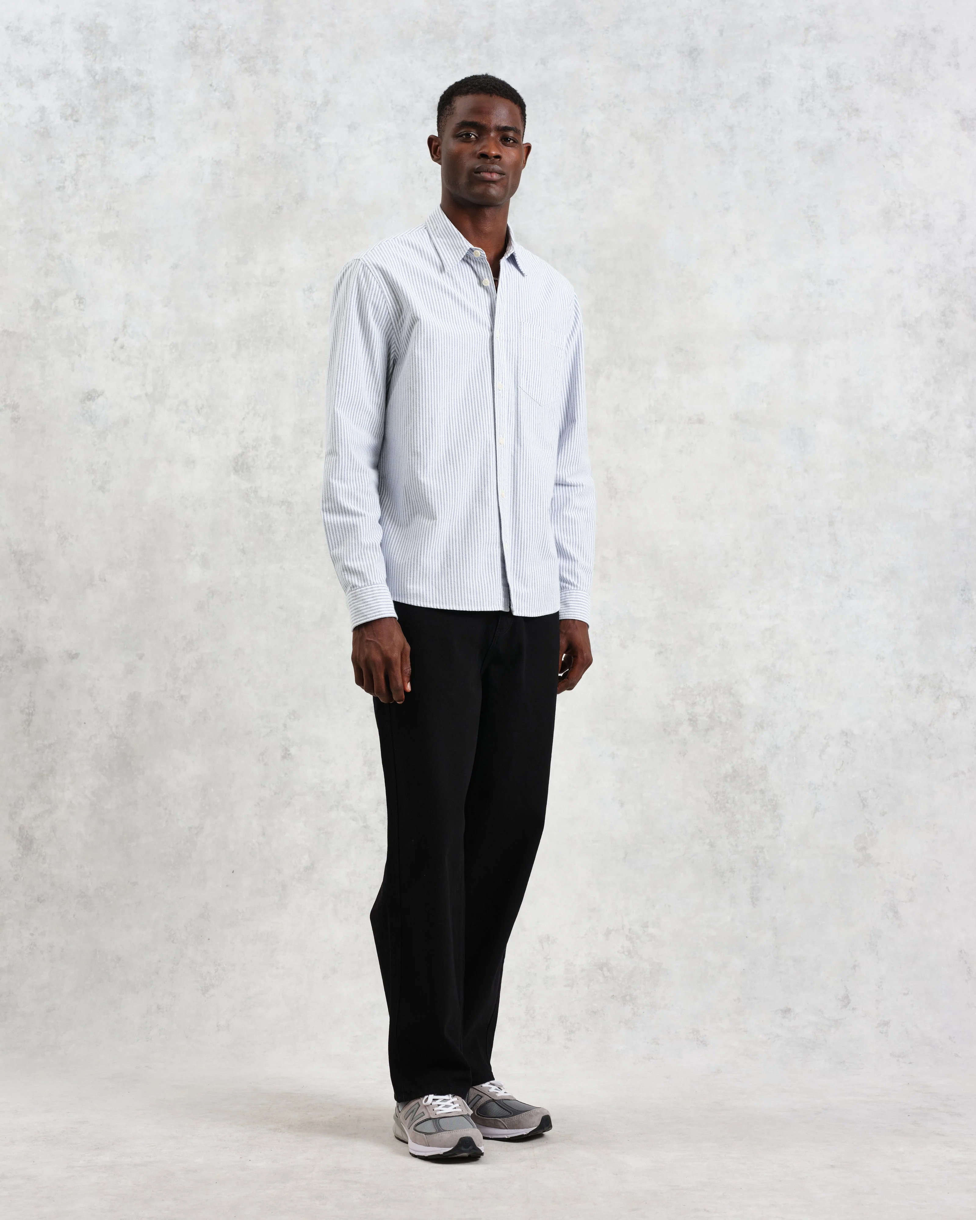 Shelly - Blue Brushed Oxford Stripe Shirt - Image 4