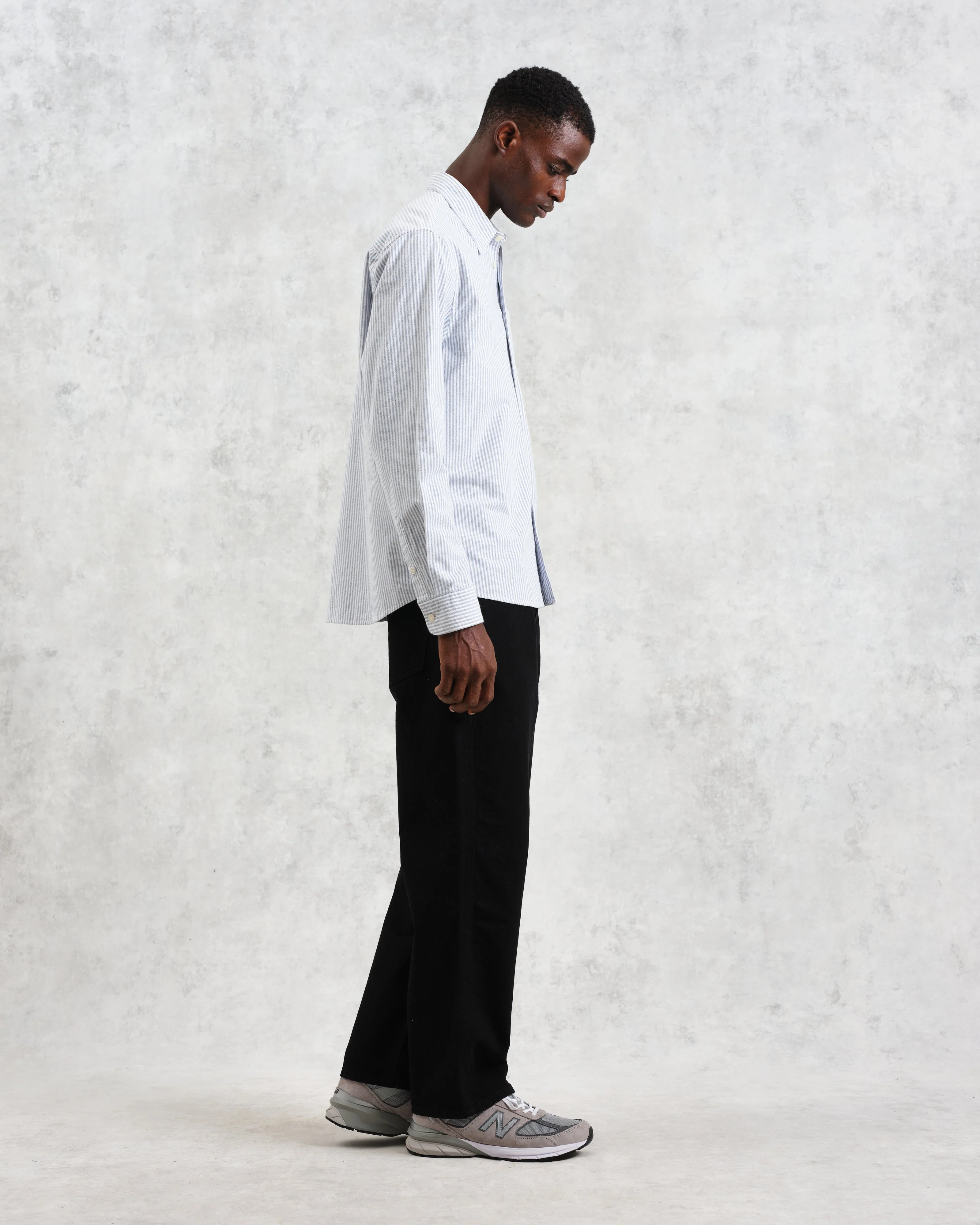 Shelly - Blue Brushed Oxford Stripe Shirt - Image 5