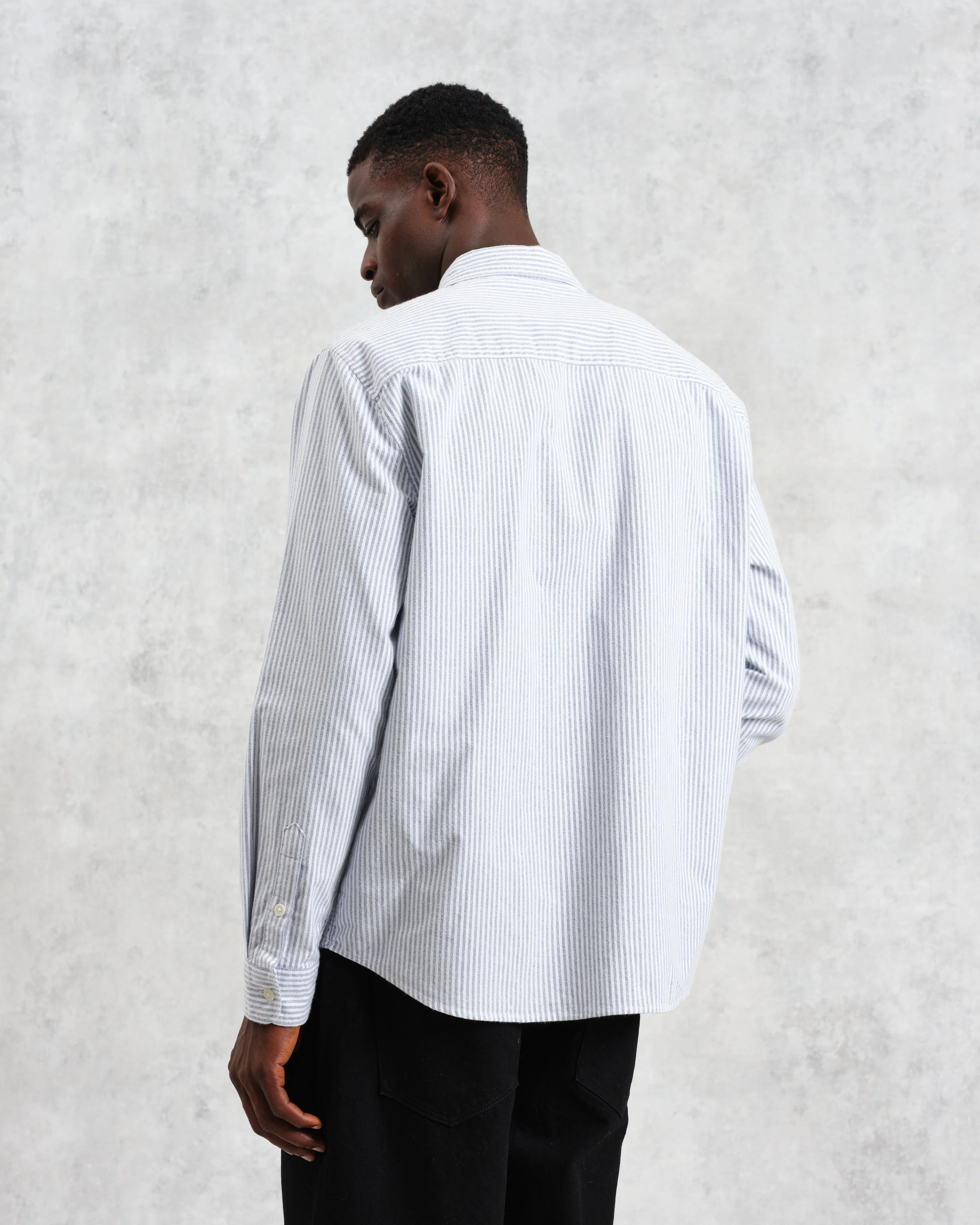 Shelly - Blue Brushed Oxford Stripe Shirt - Image 7