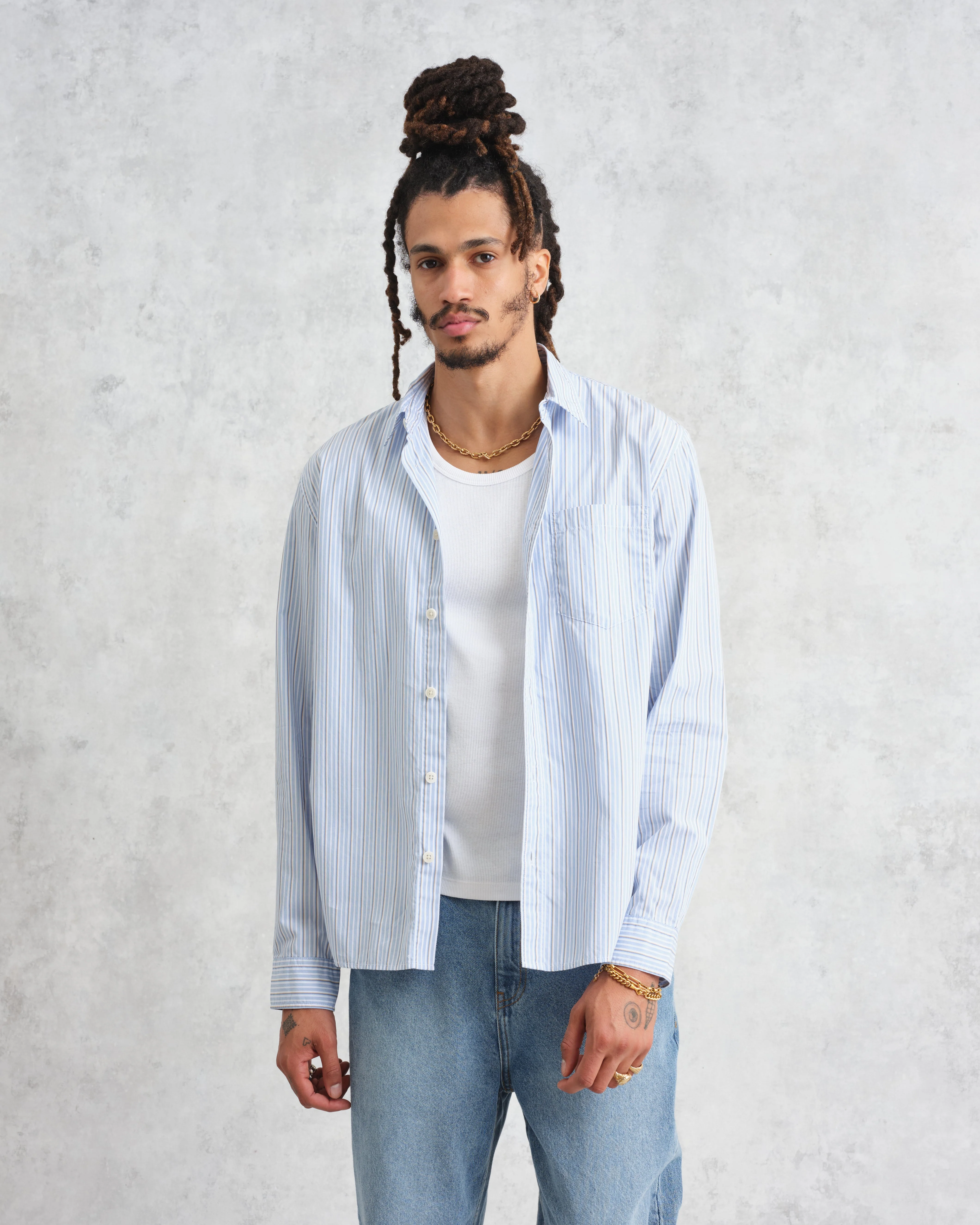 Shelly - Blue Organic Cotton Stripe Shirt - Image 2