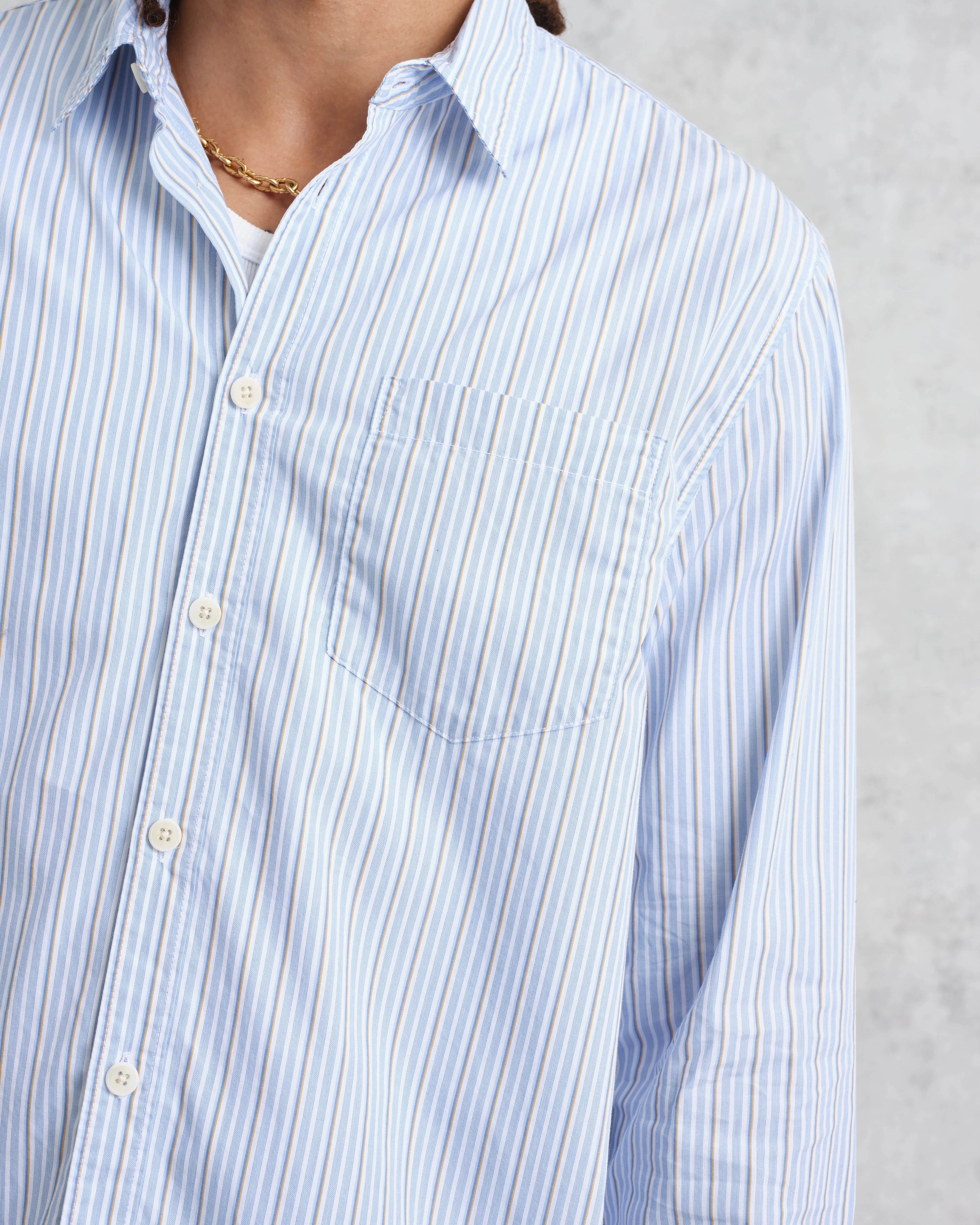 Shelly - Blue Organic Cotton Stripe Shirt - Image 3
