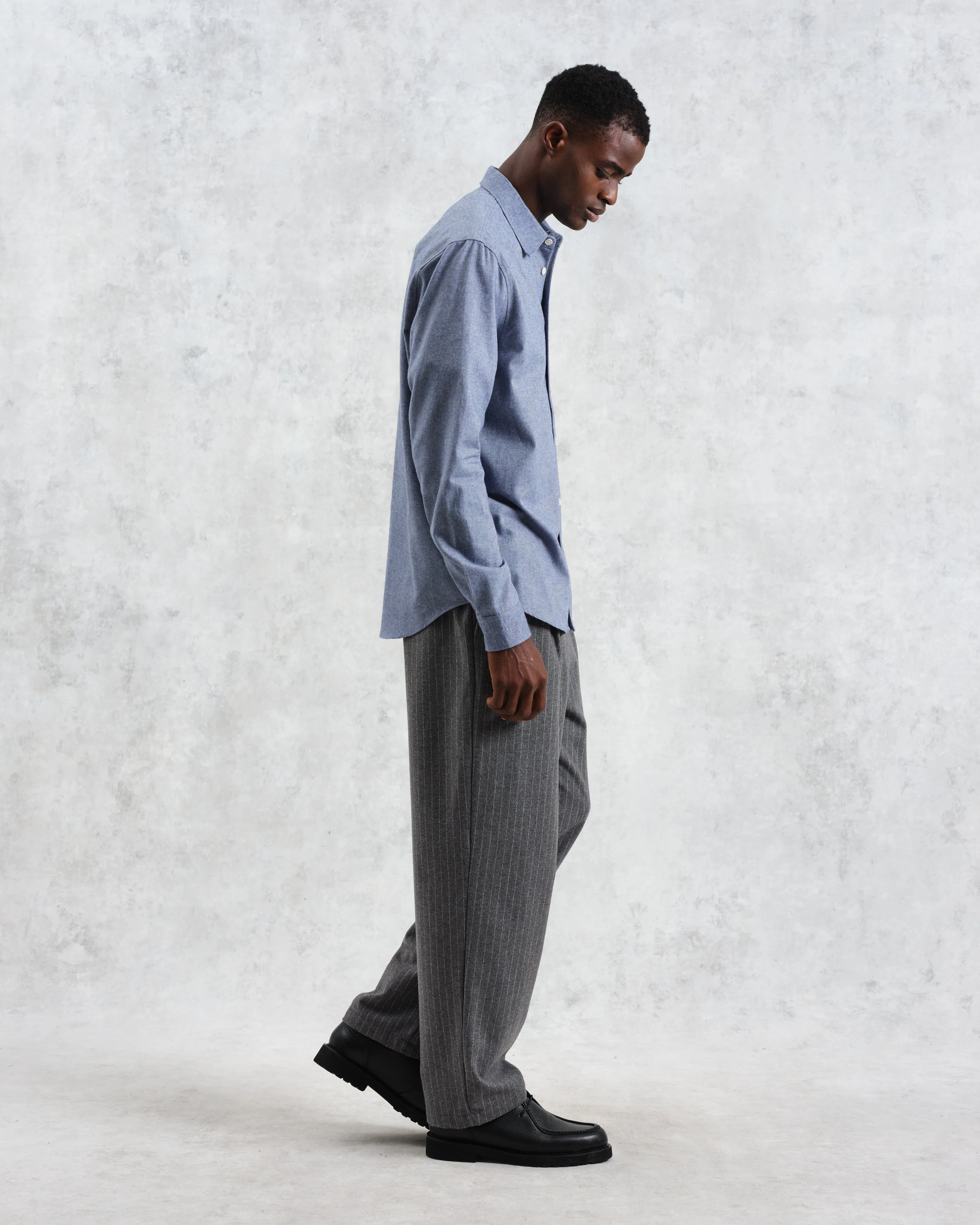 Shelly - Blue Plain Flannel Shirt - Image 5