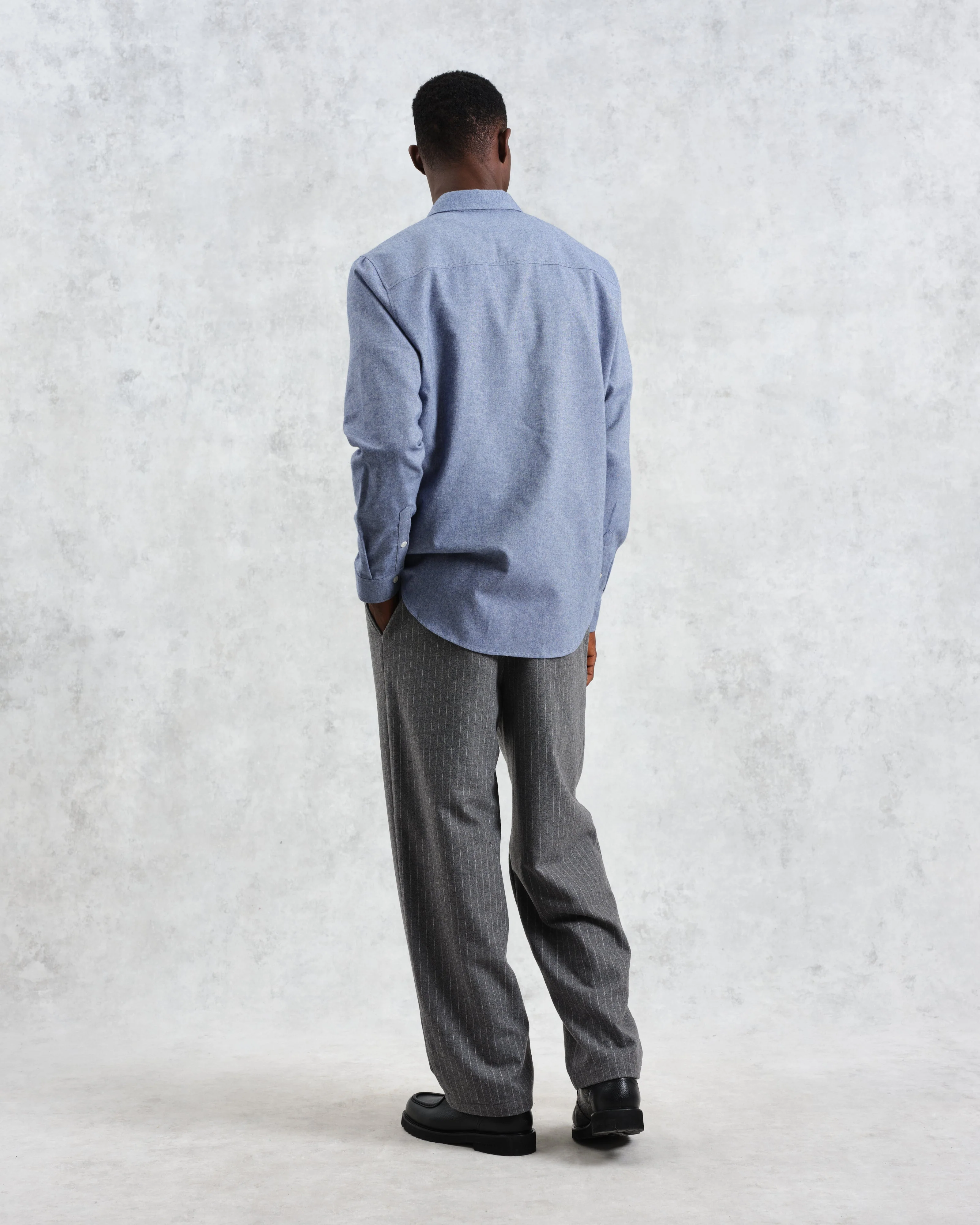 Shelly - Blue Plain Flannel Shirt - Image 6